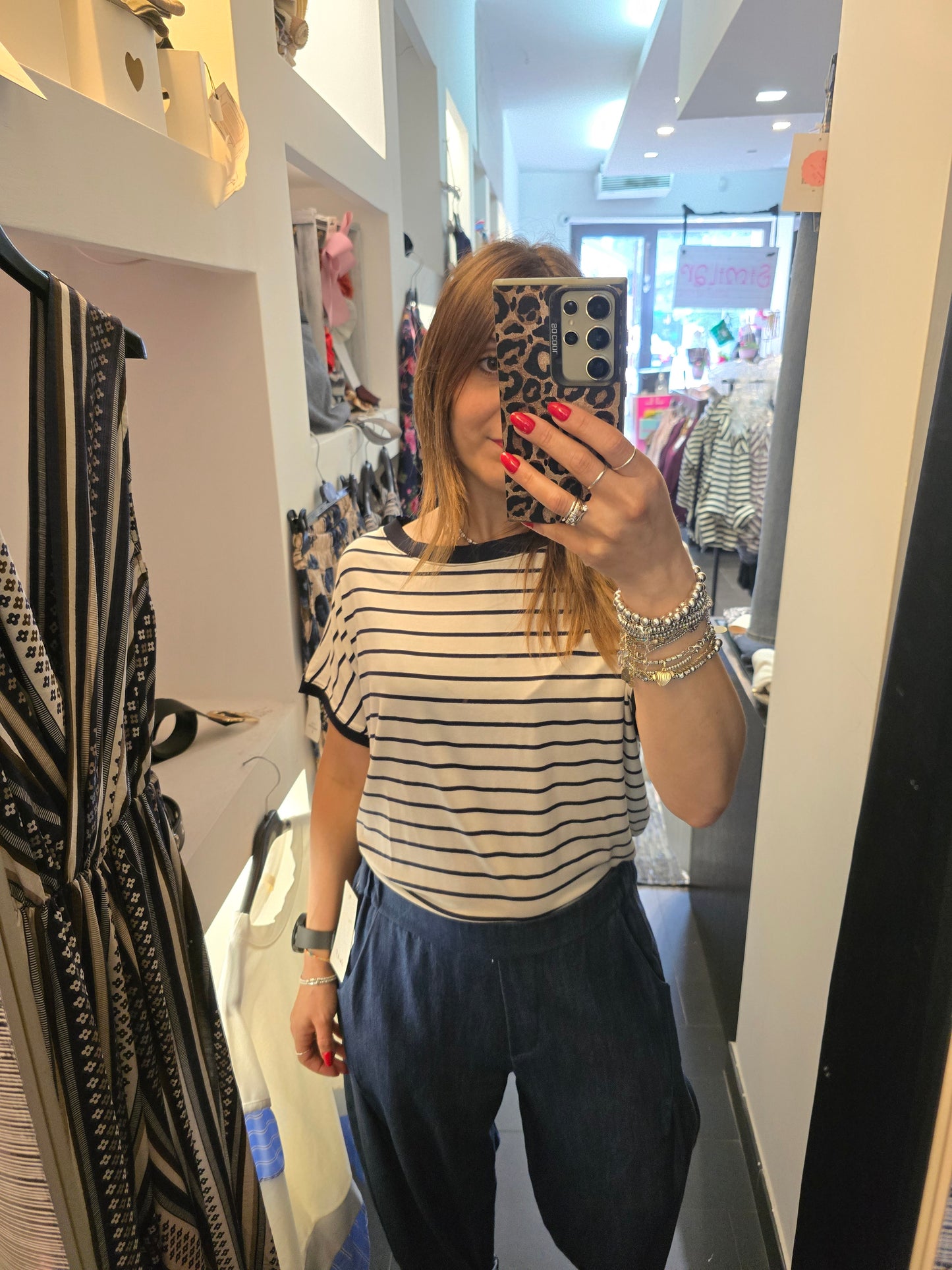Maglia righe blu viscosa