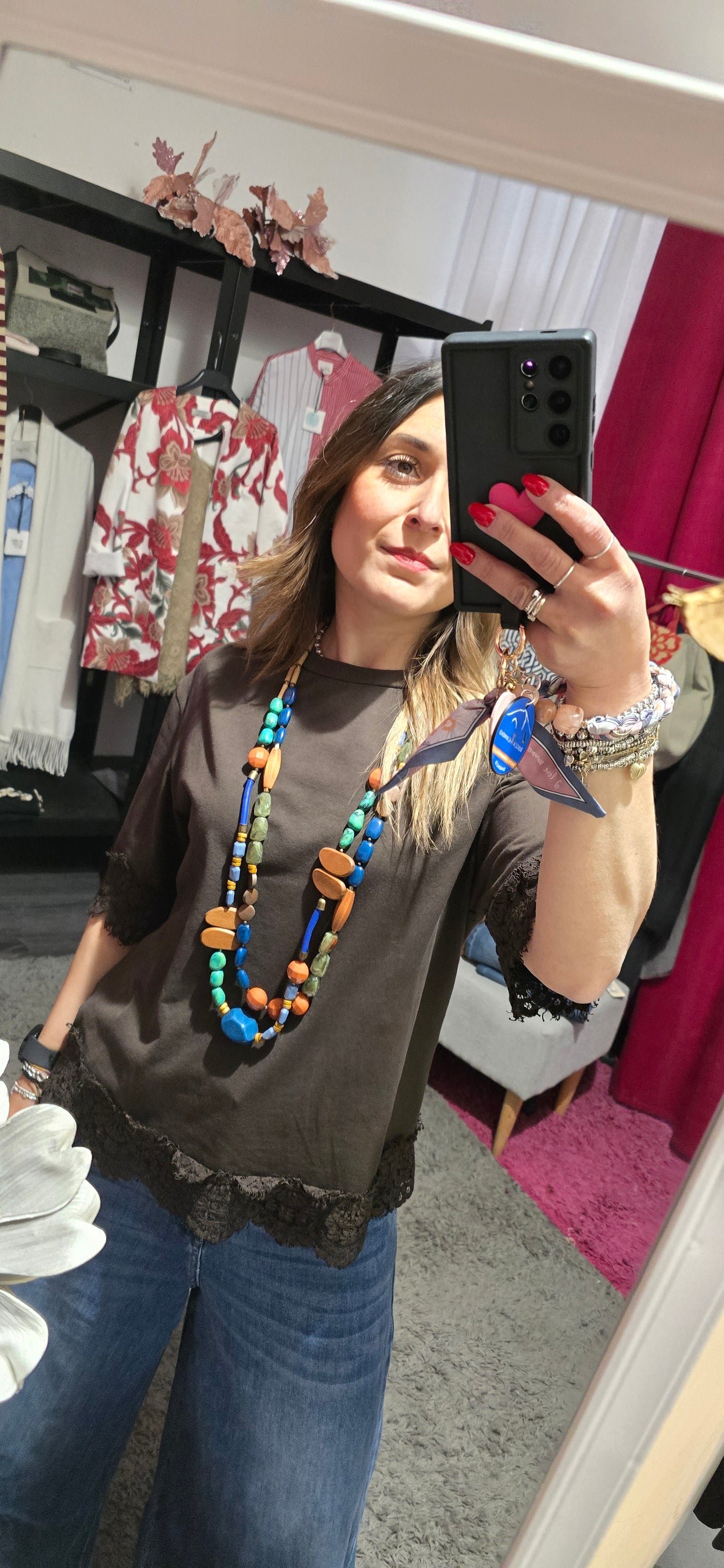 T shirt moro con pizzo