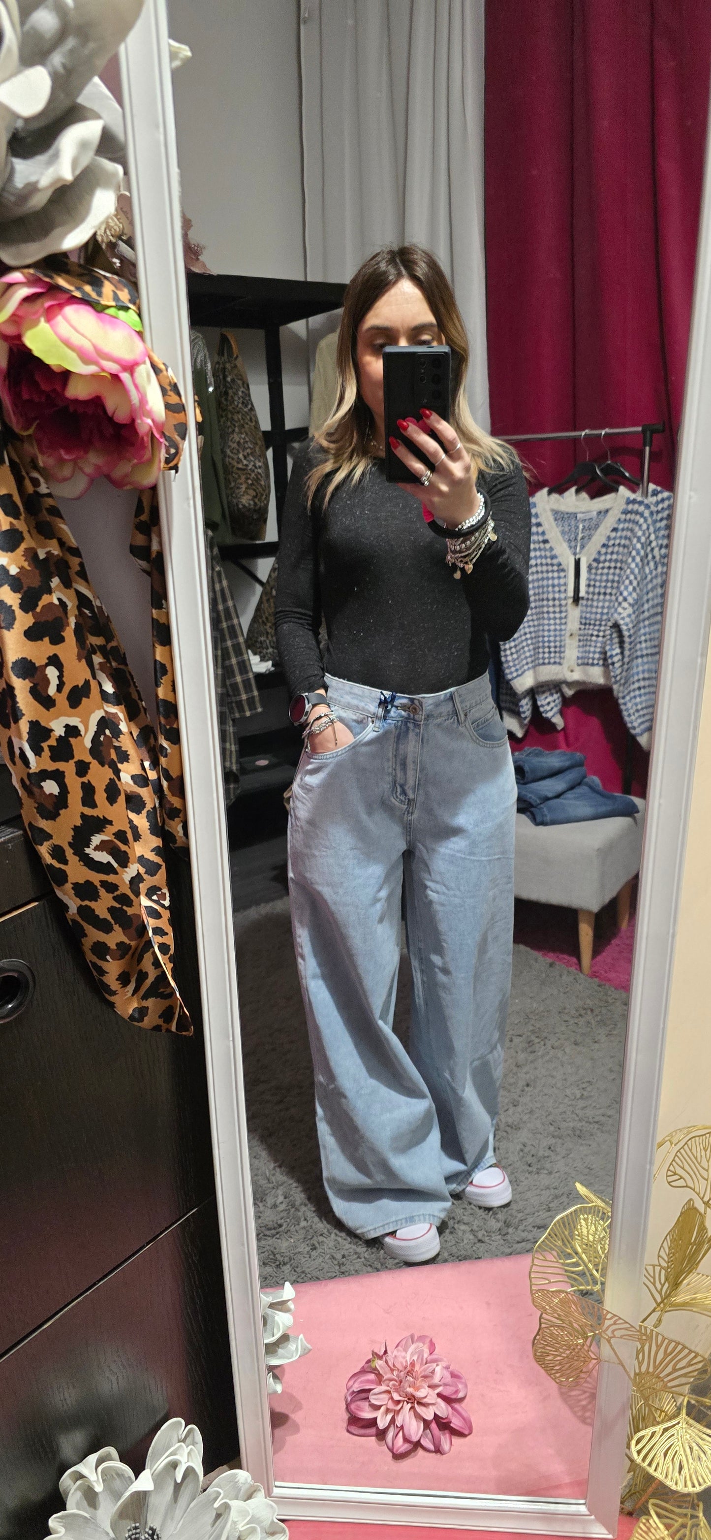 Jeans palazzo chiaro