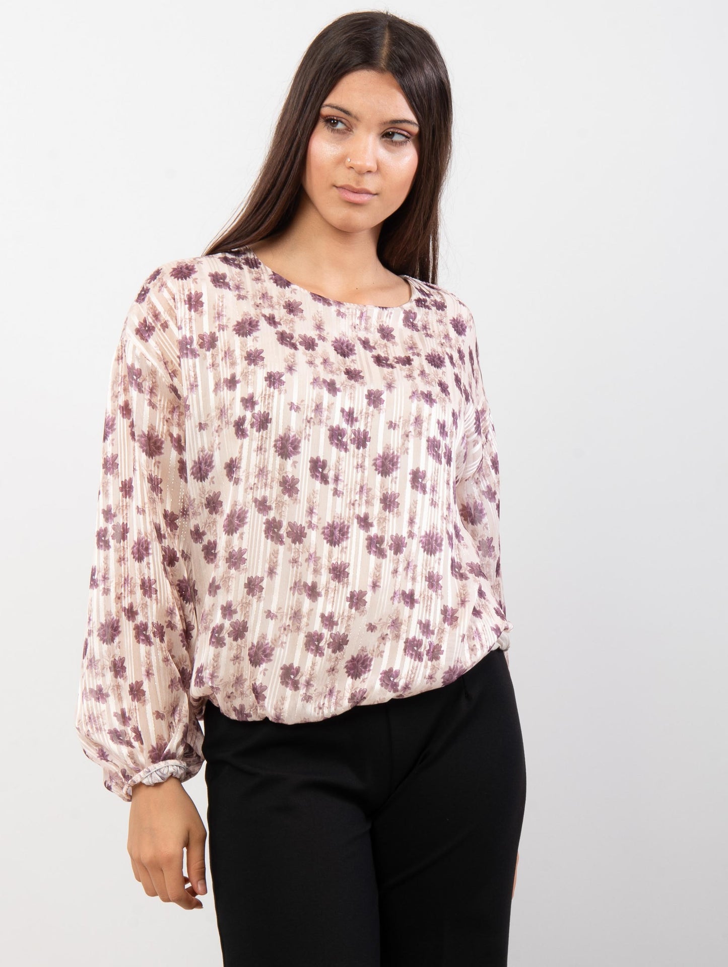 Blusa fiori bianca