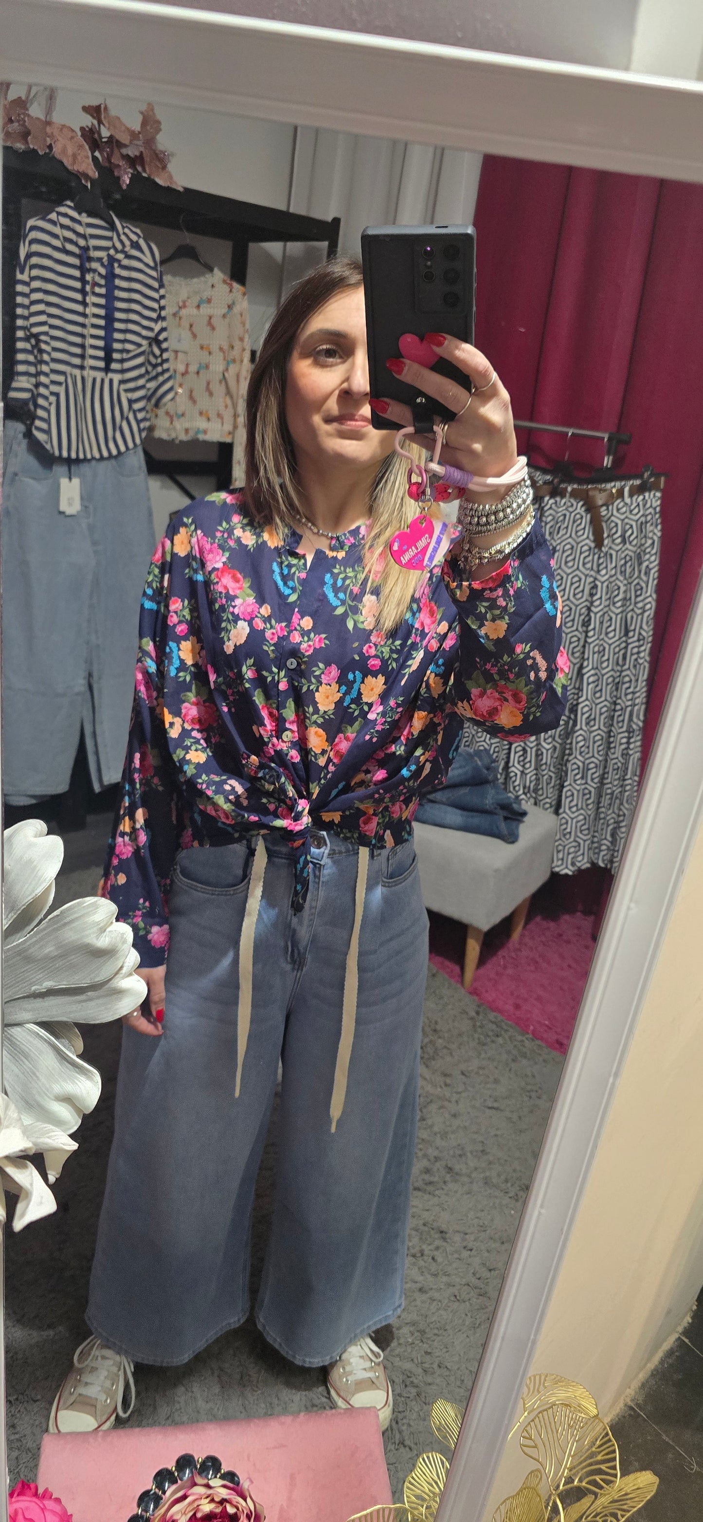 Camicia fiori fucsia