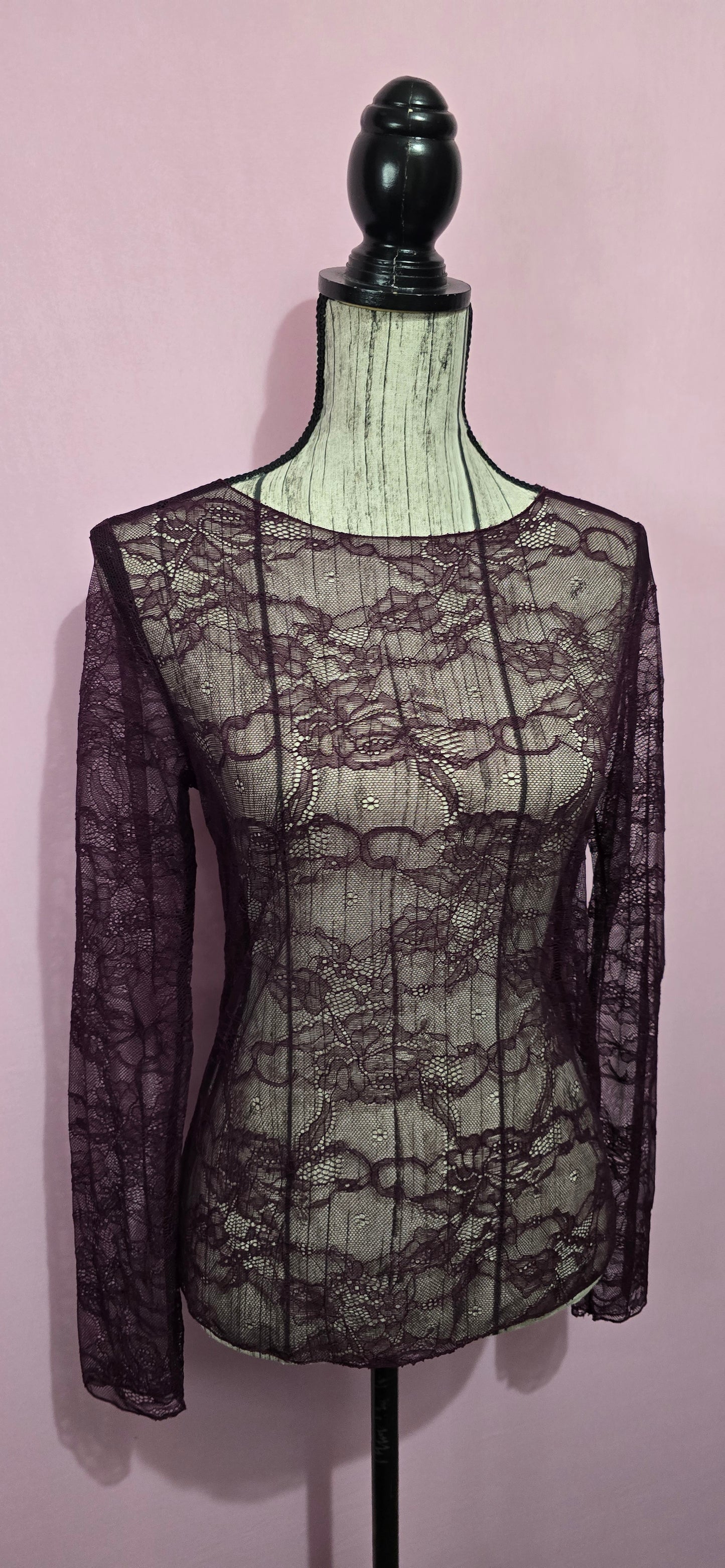 Maglia pizzo melanzana