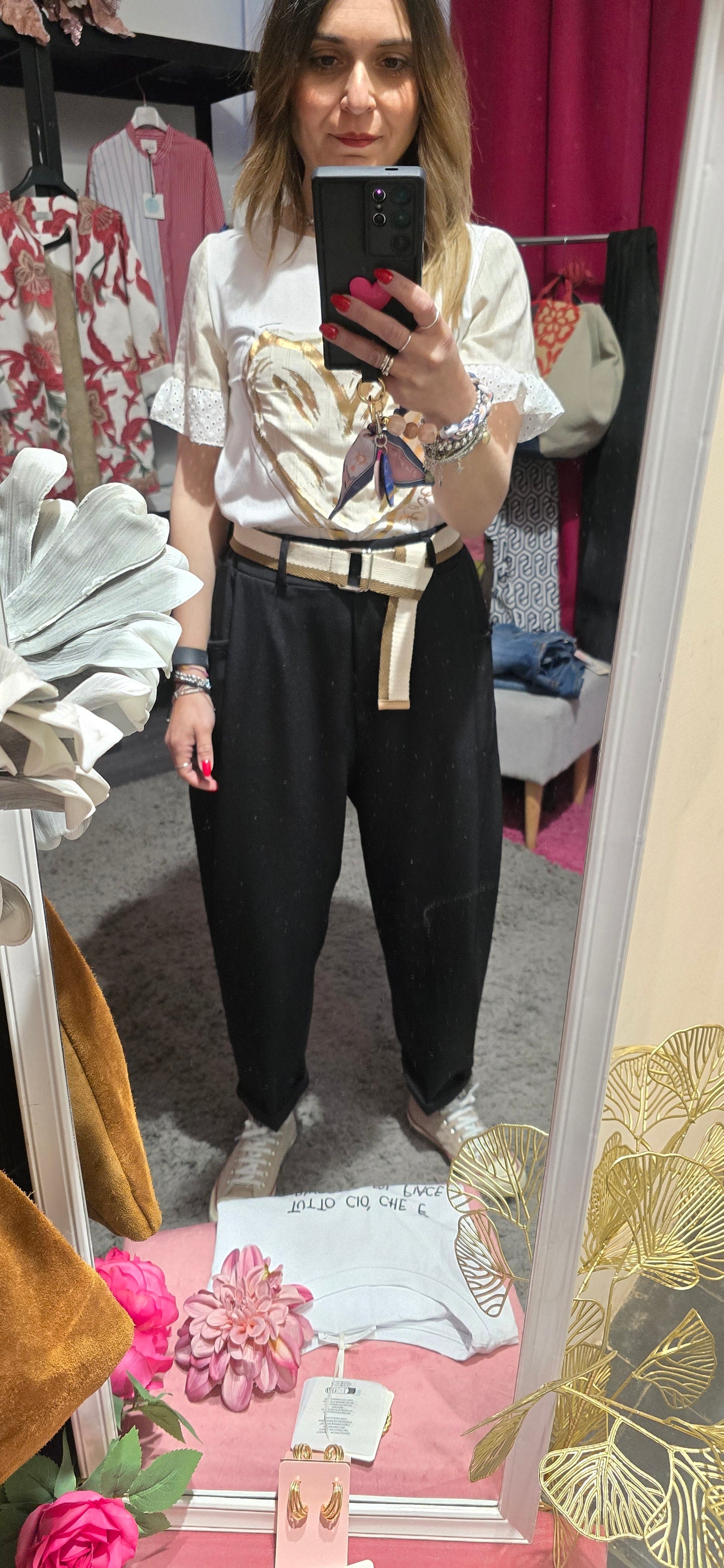 Pantalone nero con cinturino