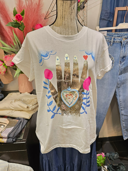 T shirt mano bianca
