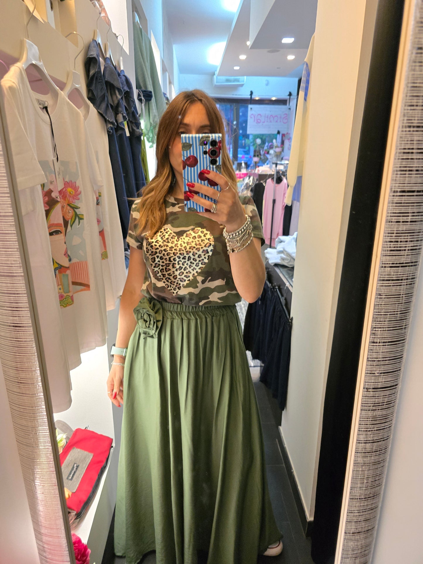 Gonna verde fiore