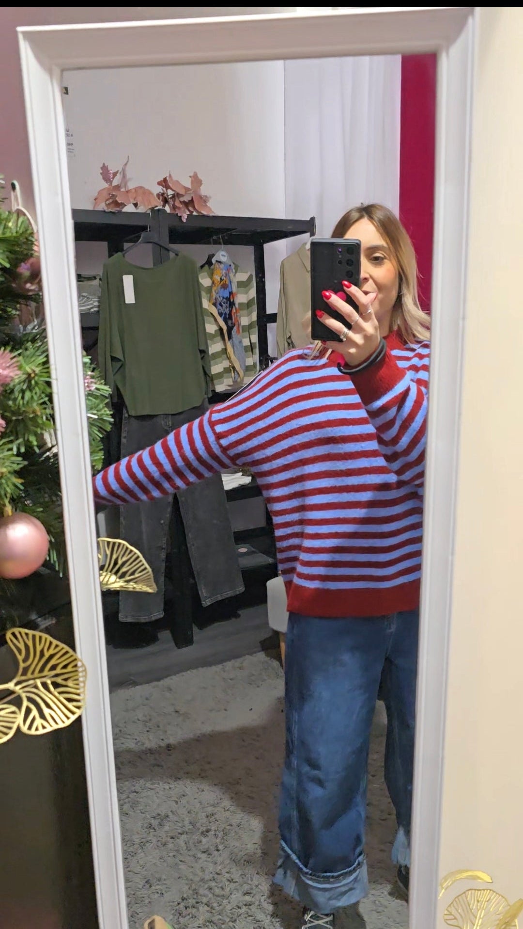 Maglia righe bordeaux/ jeans