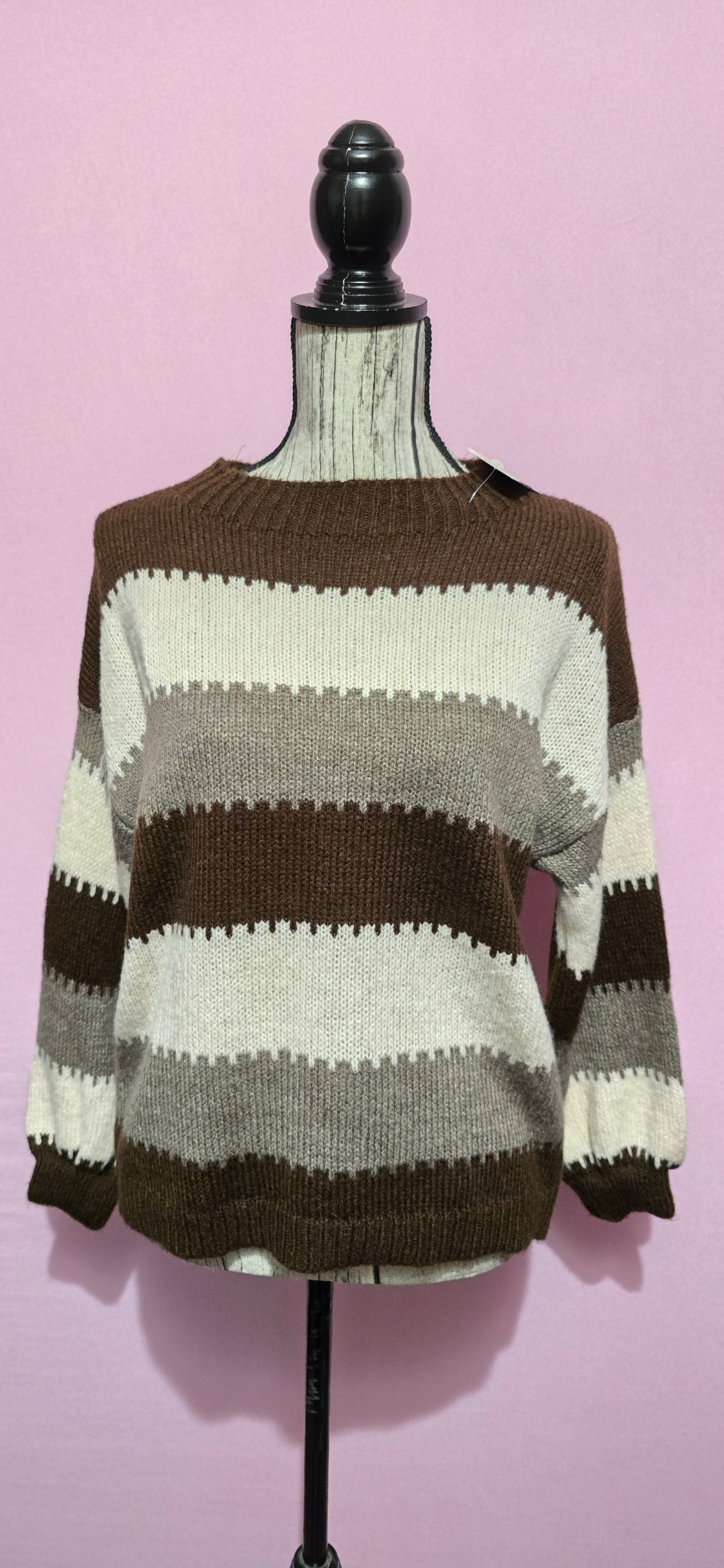 Maglione a righe larghe moro