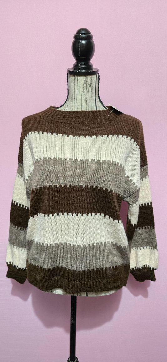 Maglione a righe larghe moro