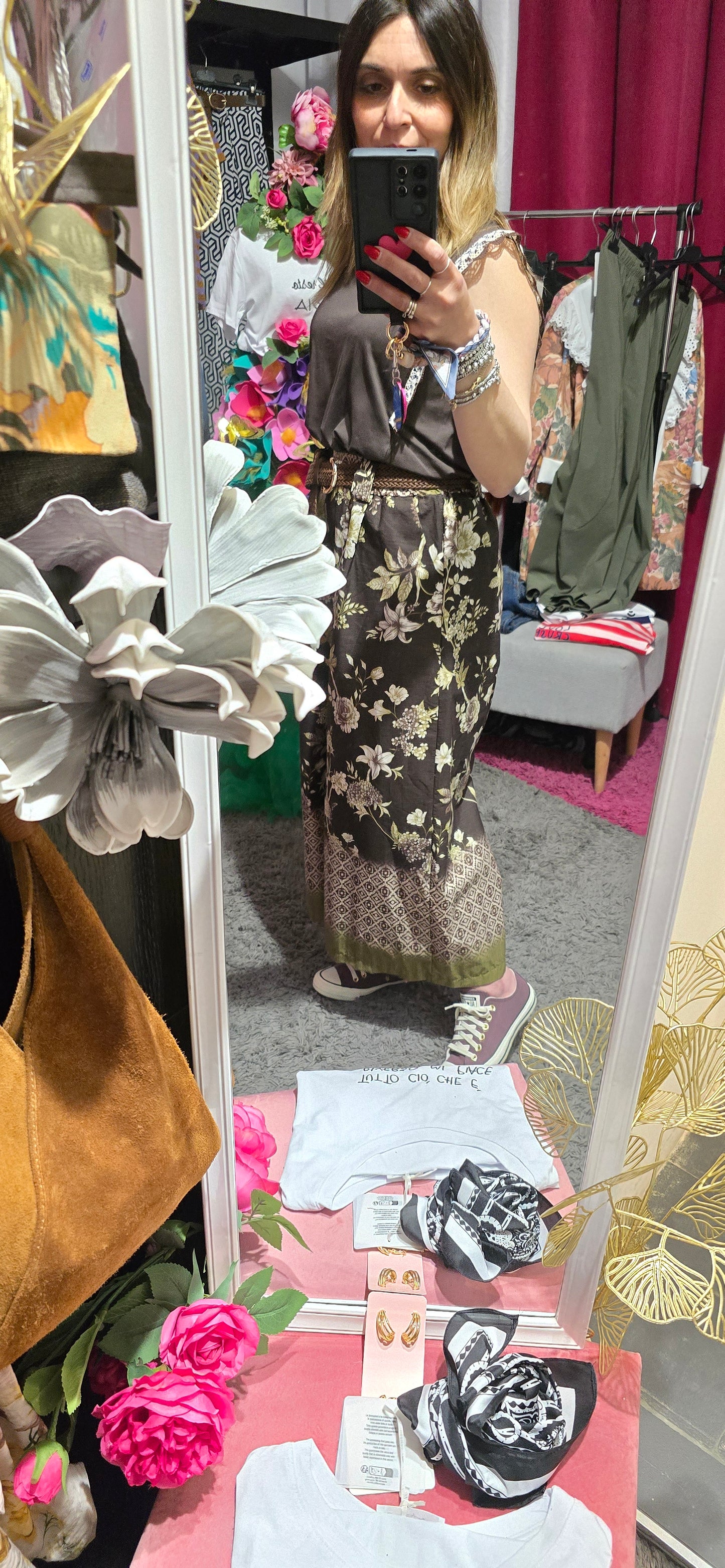 Pantalone palazzo crop fiorato