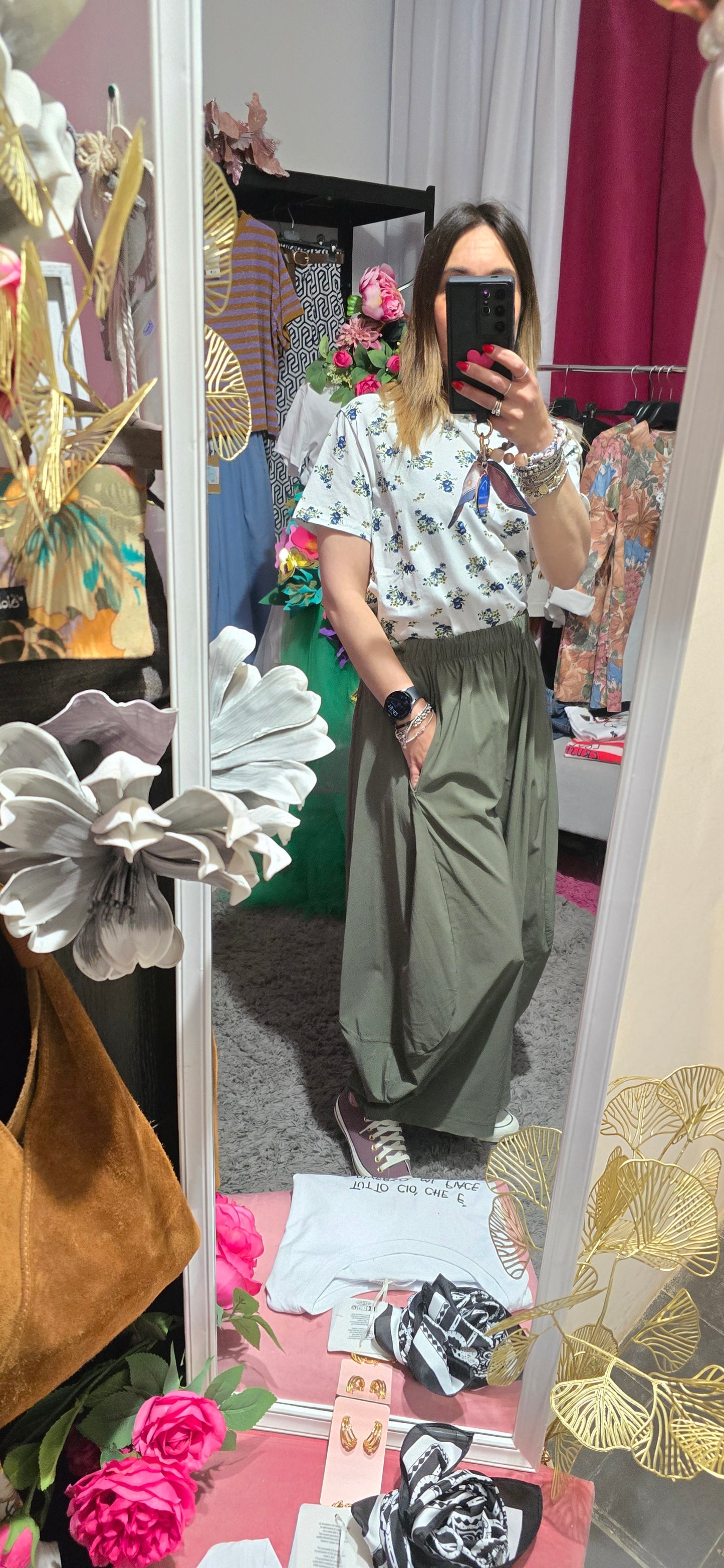 Pantalone verde balloon
