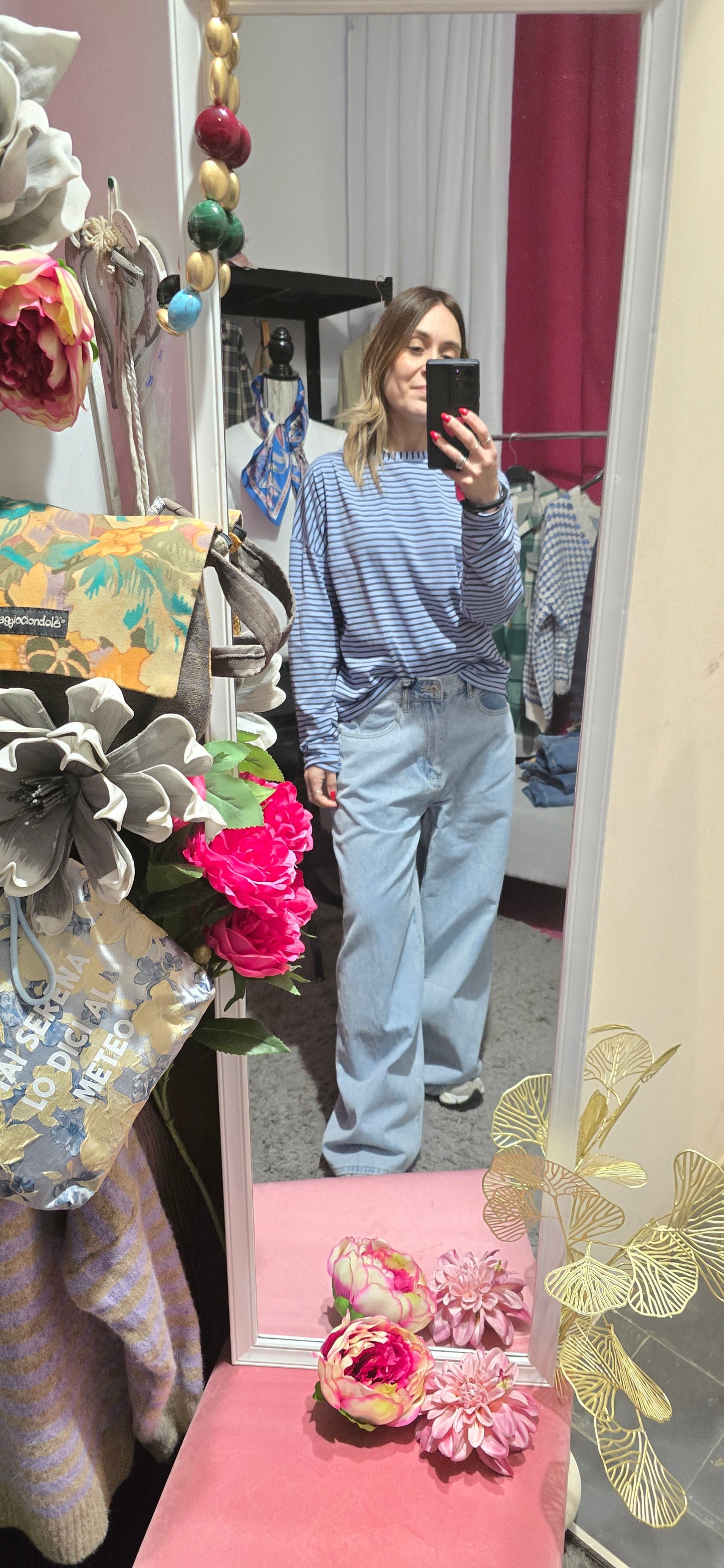 T shirt righe celeste /moro