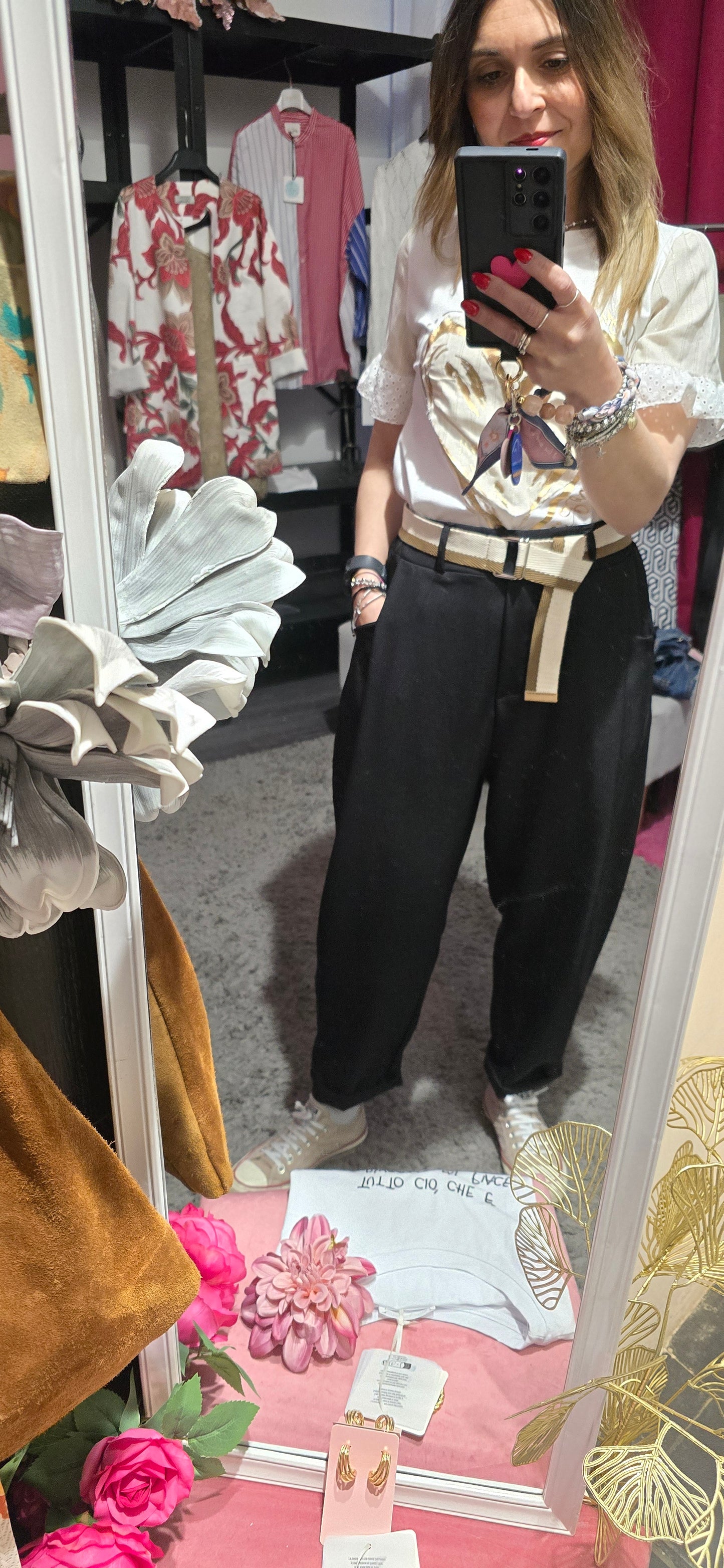 Pantalone nero con cinturino