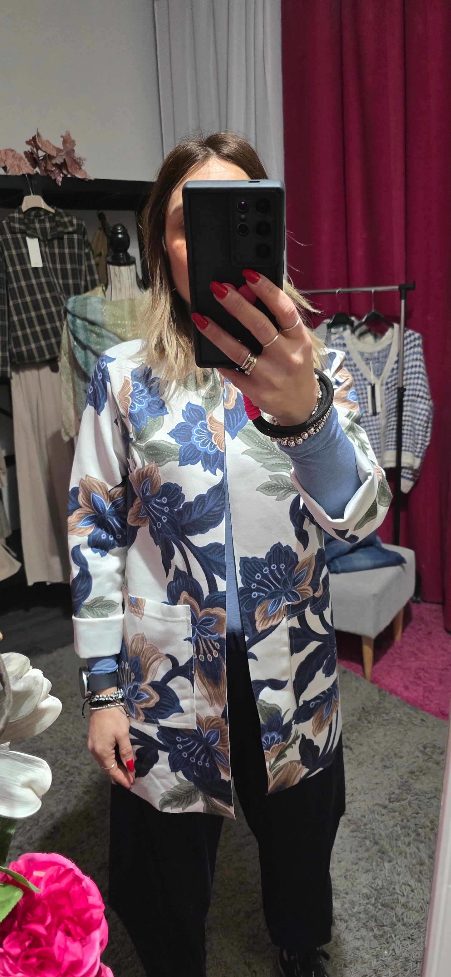 Spolverino suede fiori