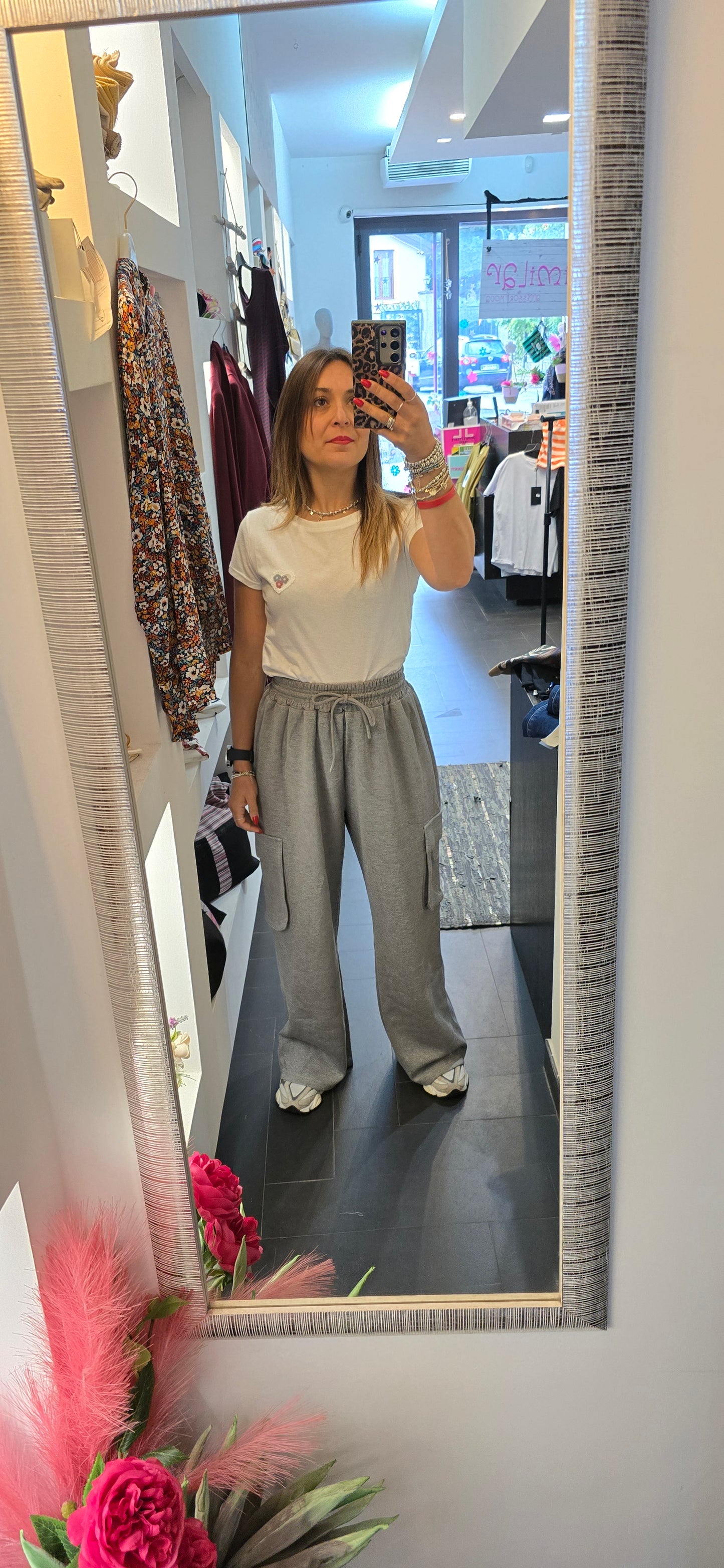 Pantalone tuta grigio cargo