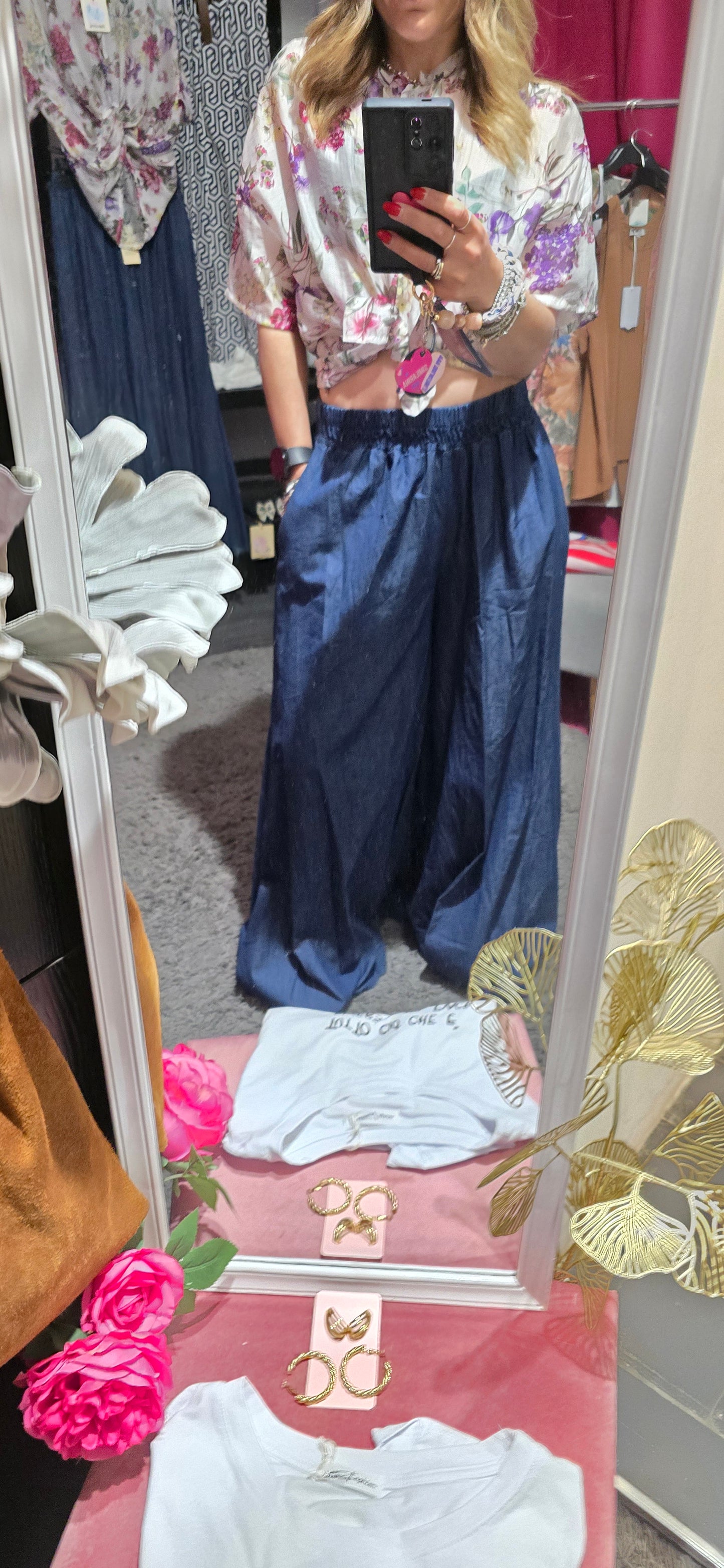 Jeans jersey palazzo scuro