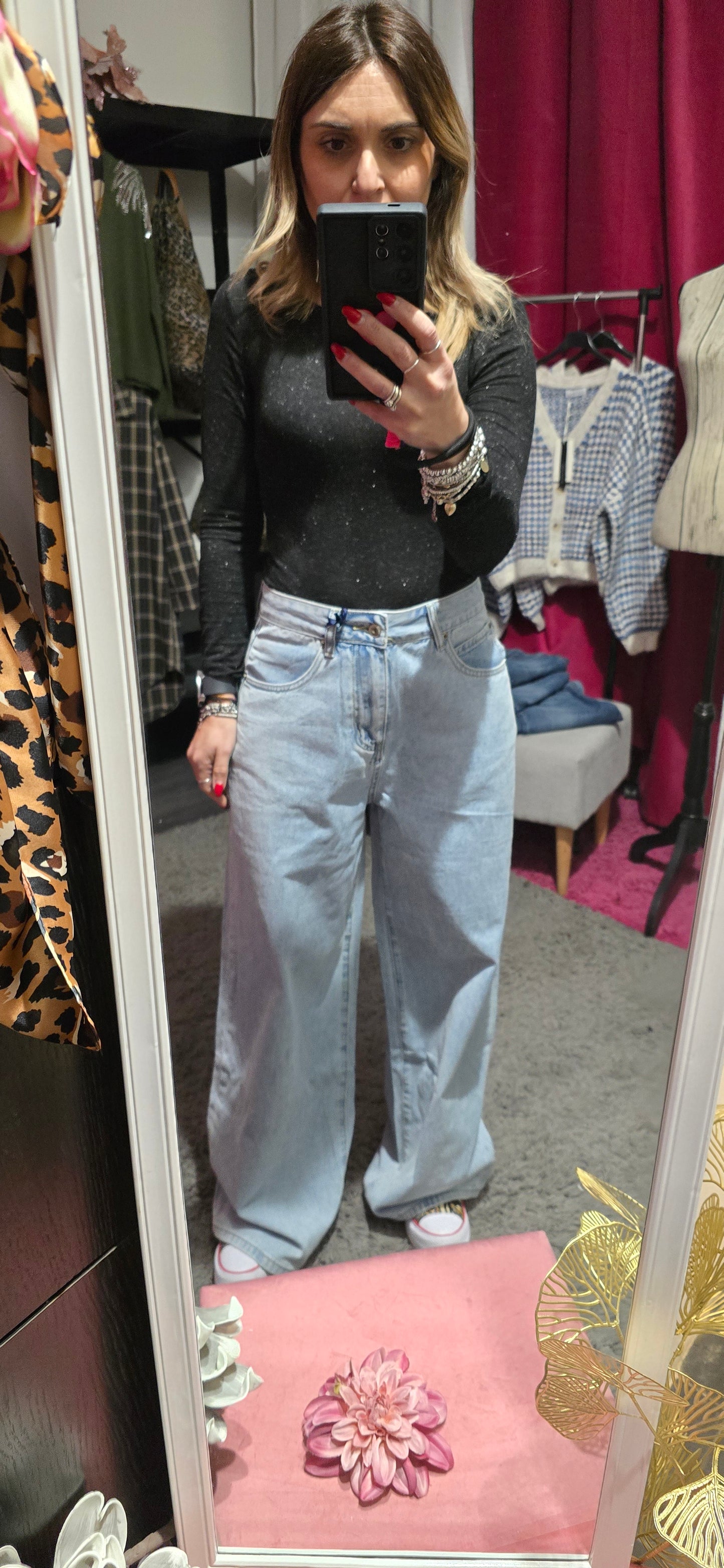 Jeans palazzo chiaro