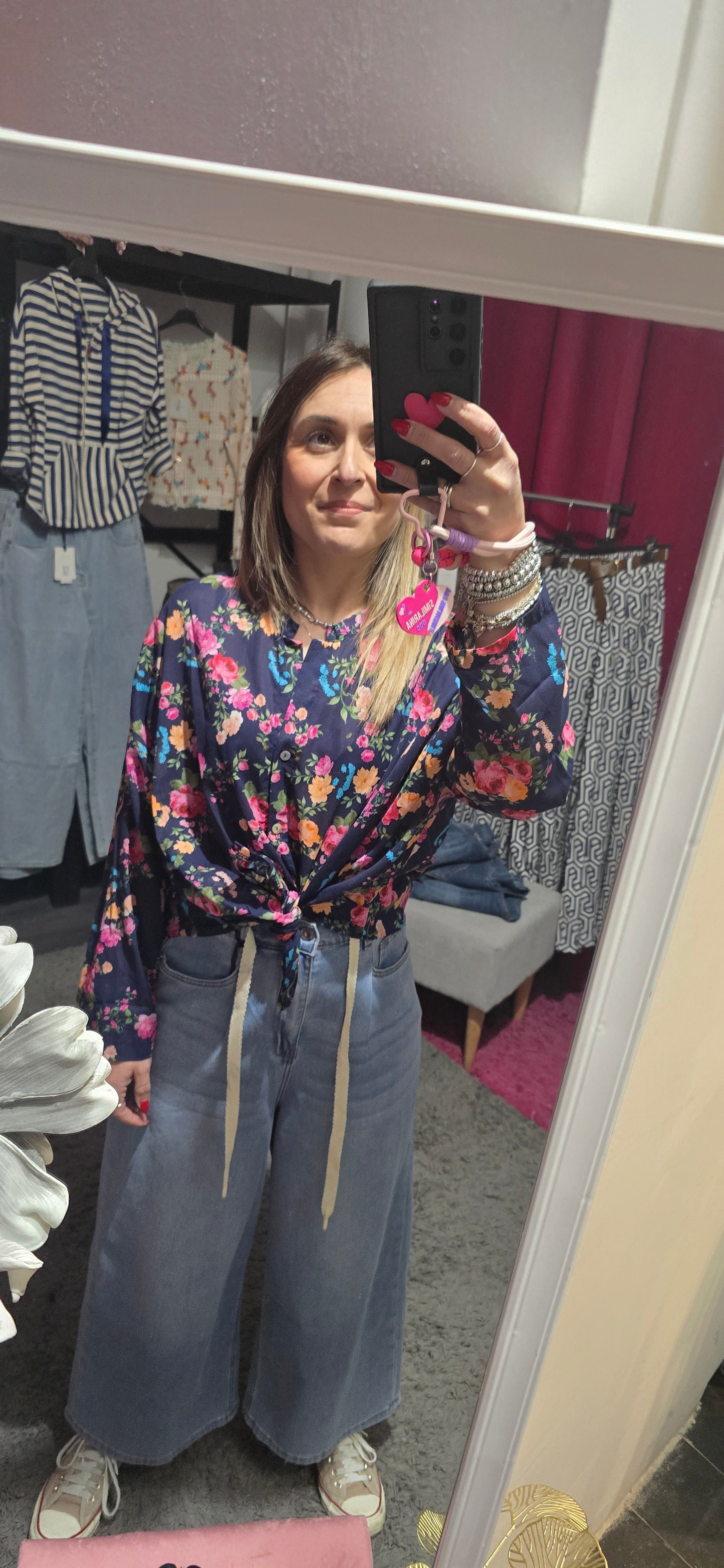 Camicia fiori fucsia