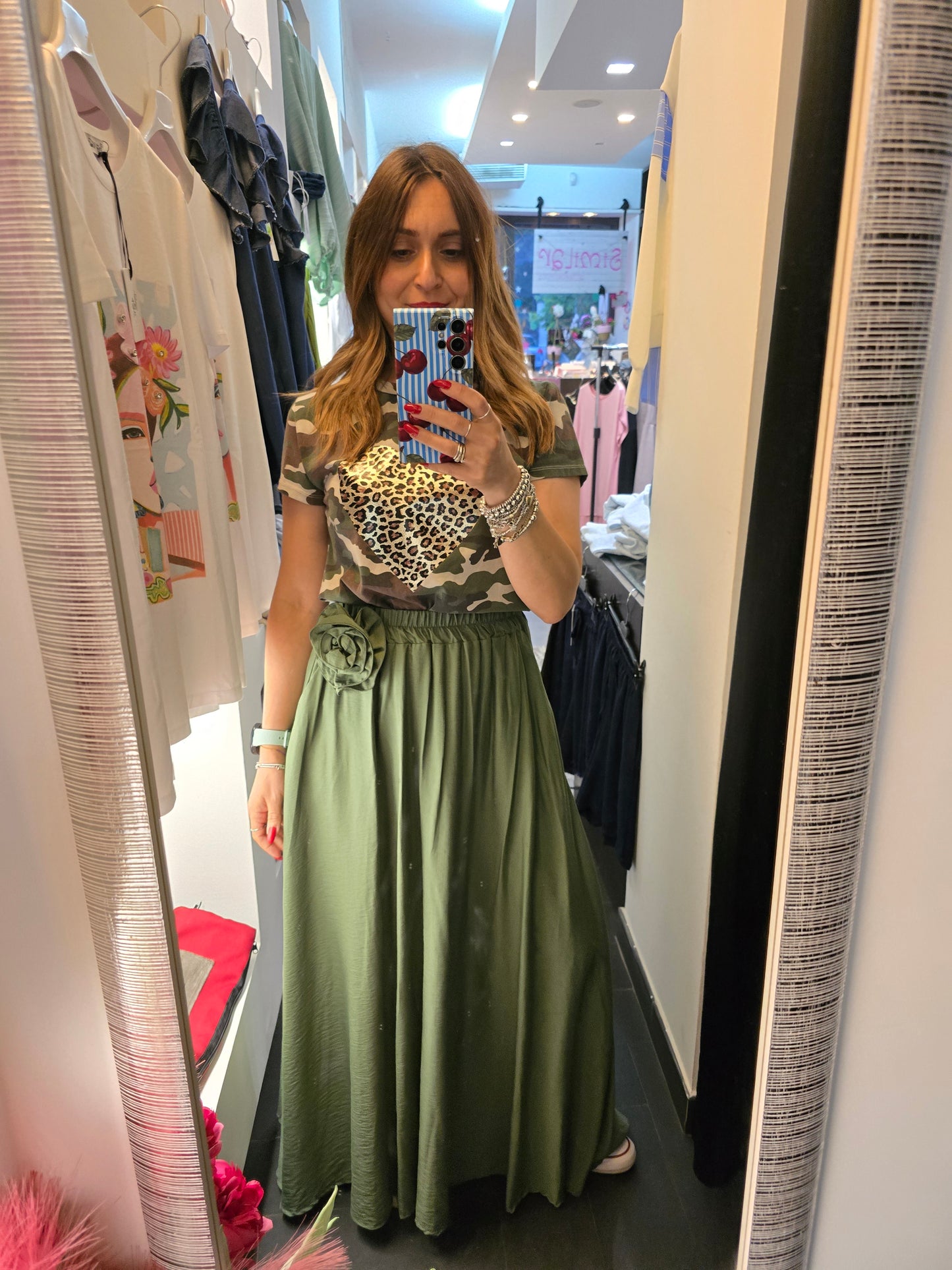 Gonna verde fiore