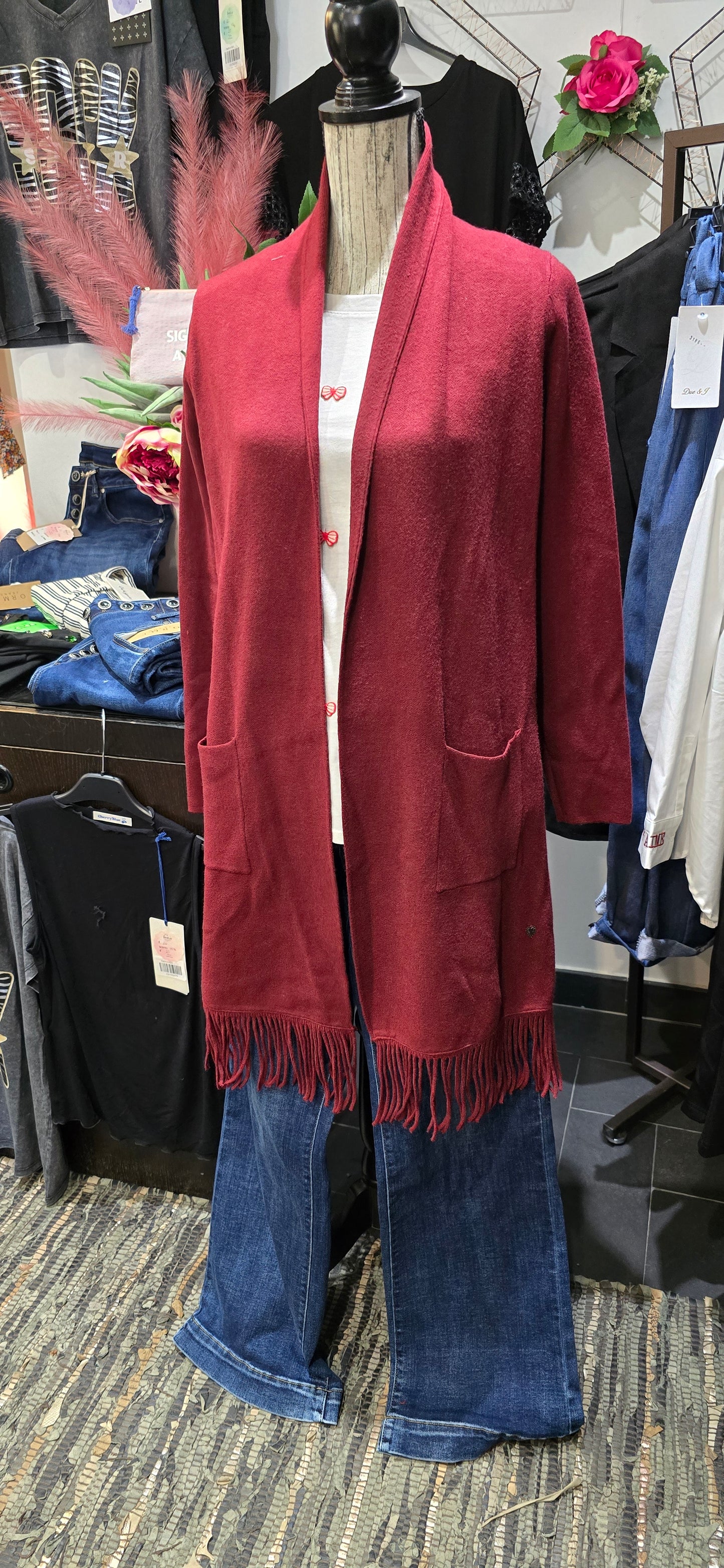 Spolverino frange bordeaux