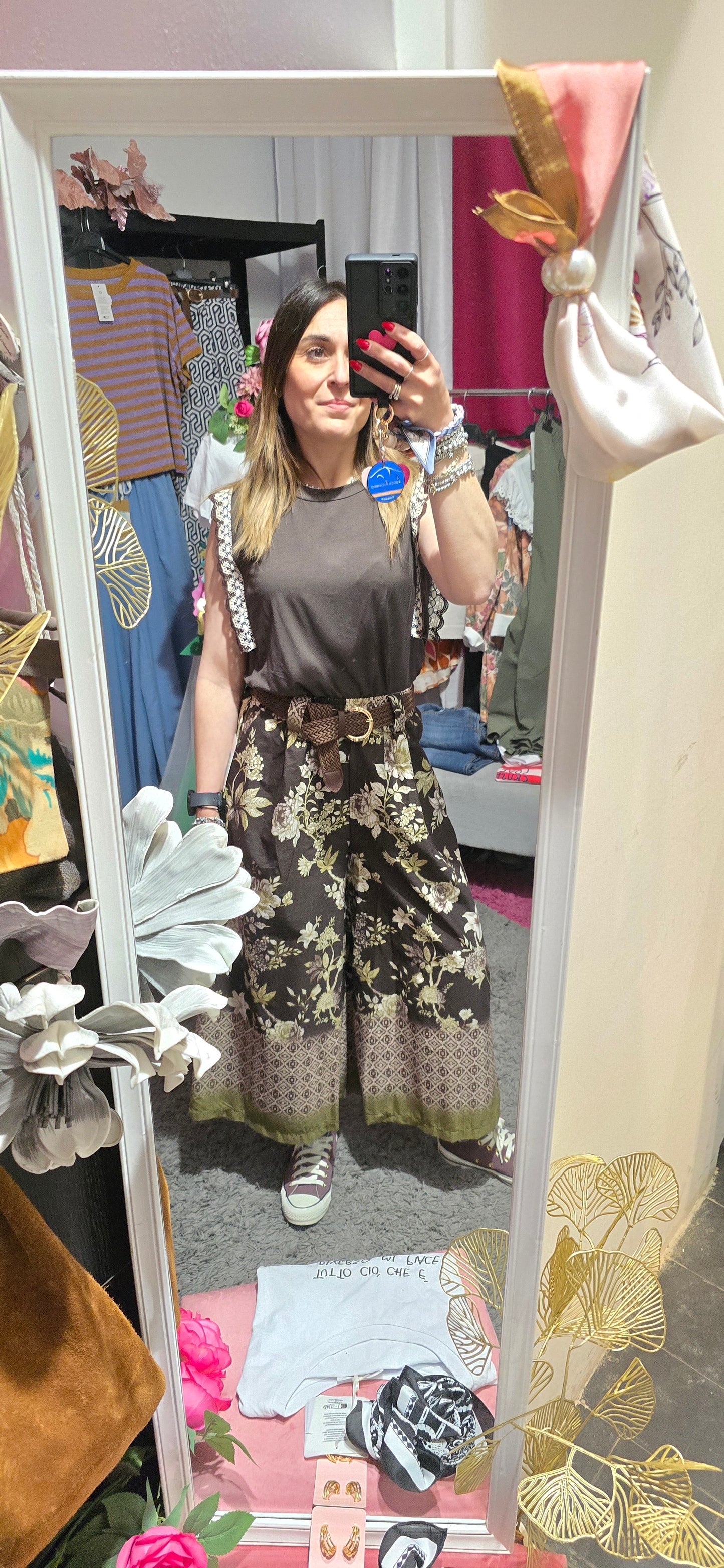 Pantalone palazzo crop fiorato