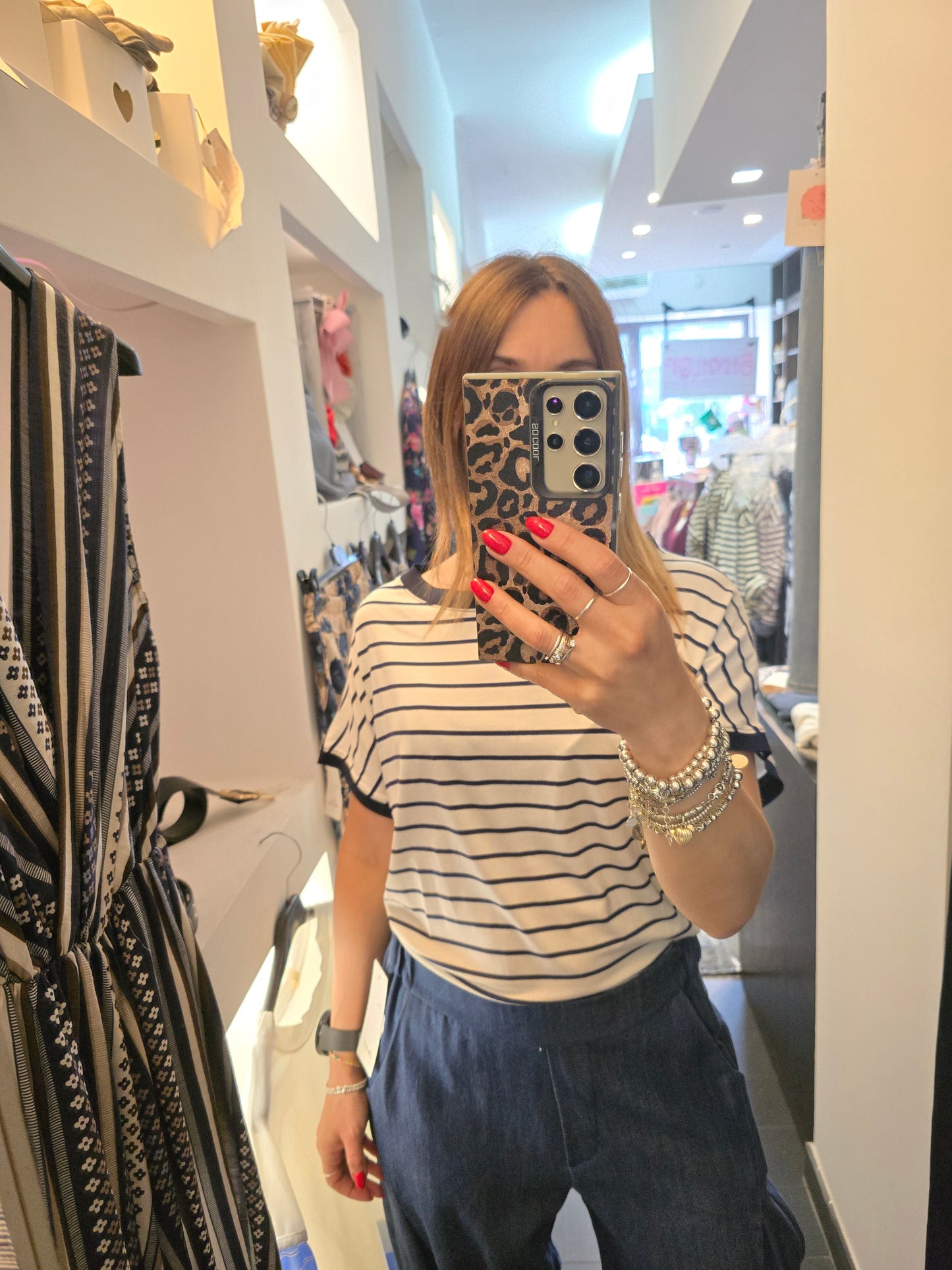 Maglia righe blu viscosa