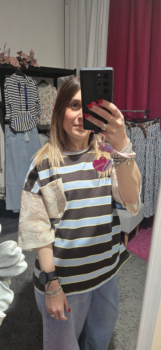 T shirt  macrame' e righe