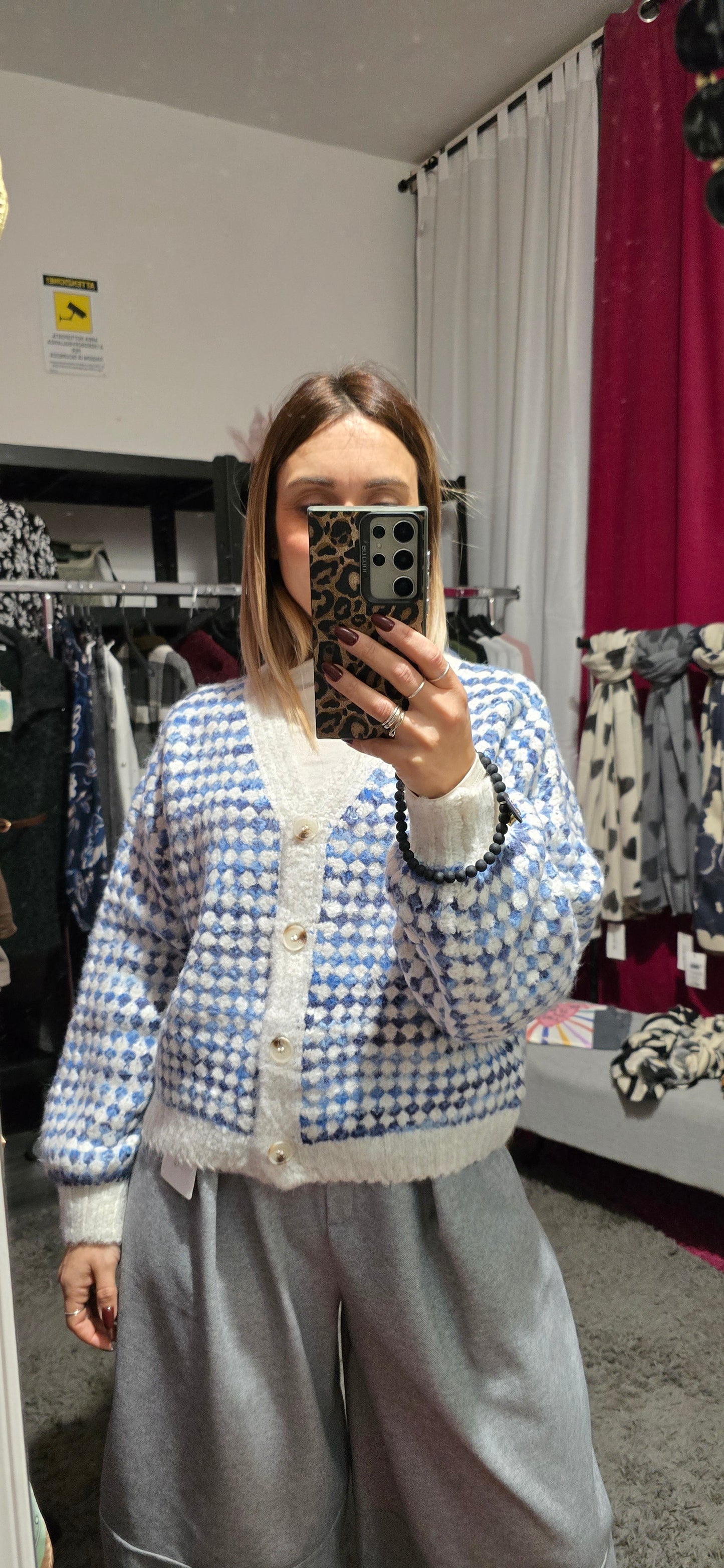 Cardigan melange blu