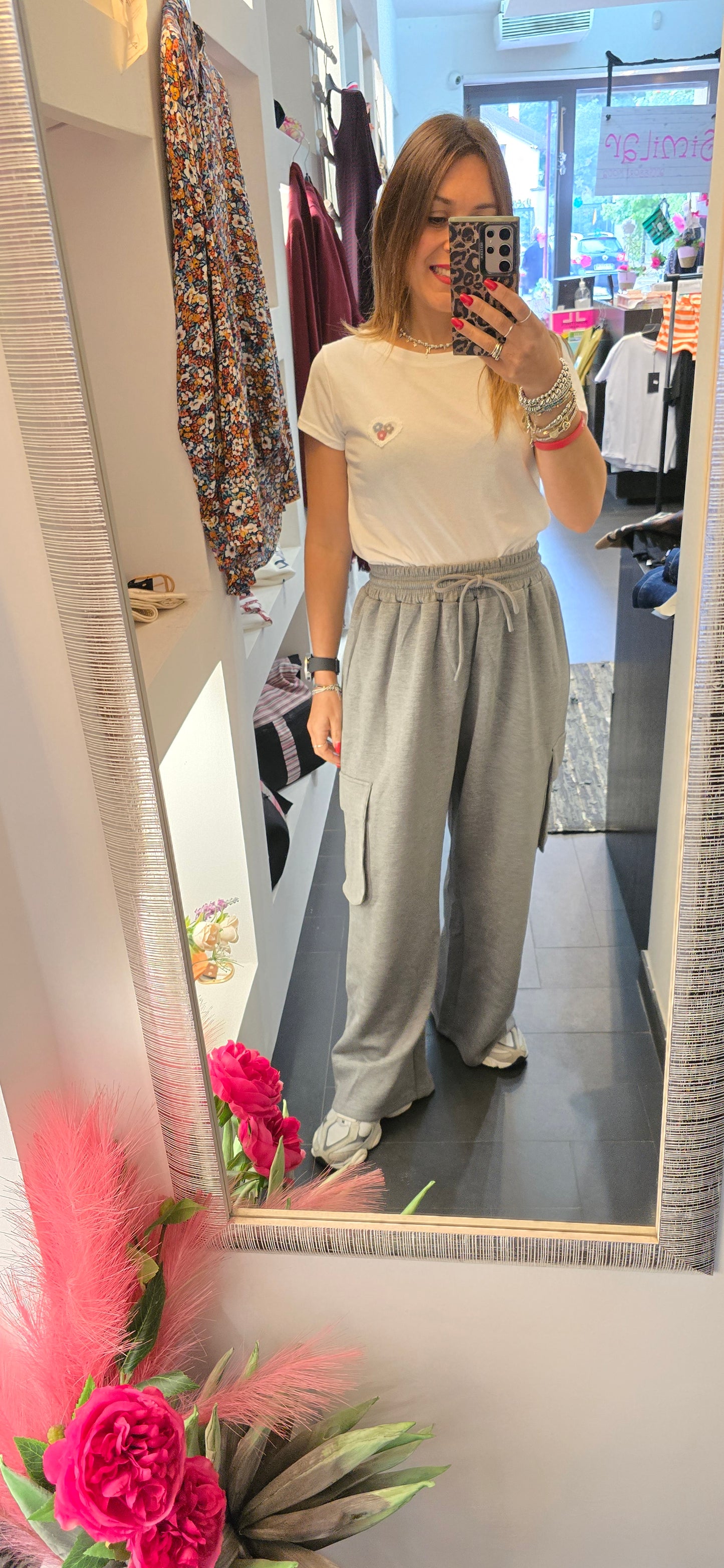 Pantalone tuta grigio cargo