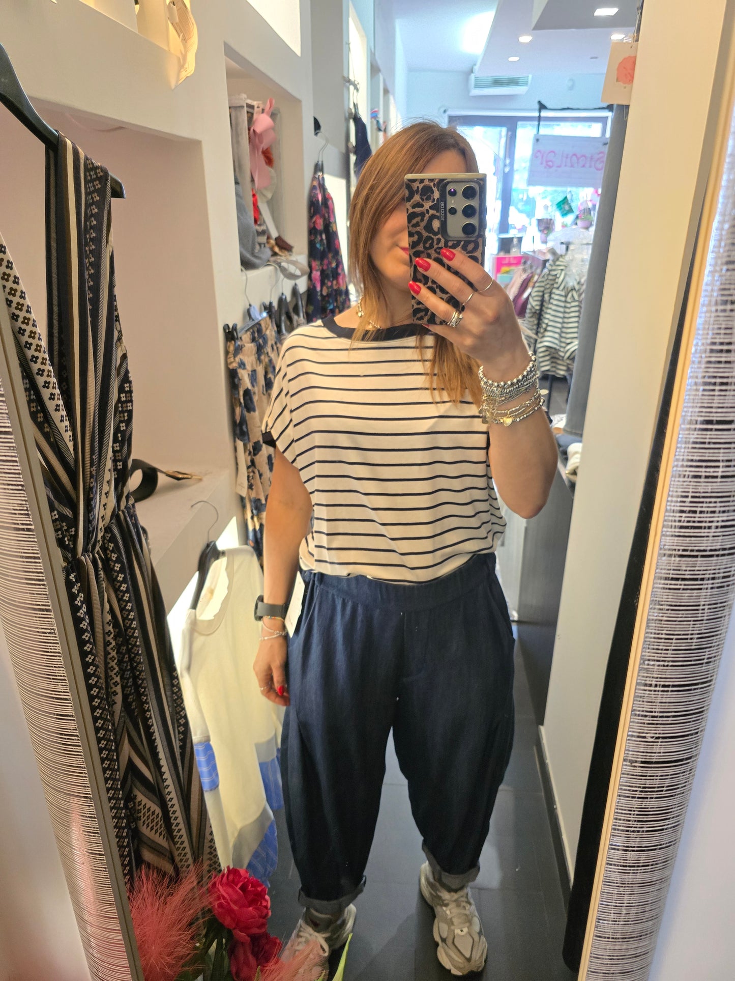 Maglia righe blu viscosa