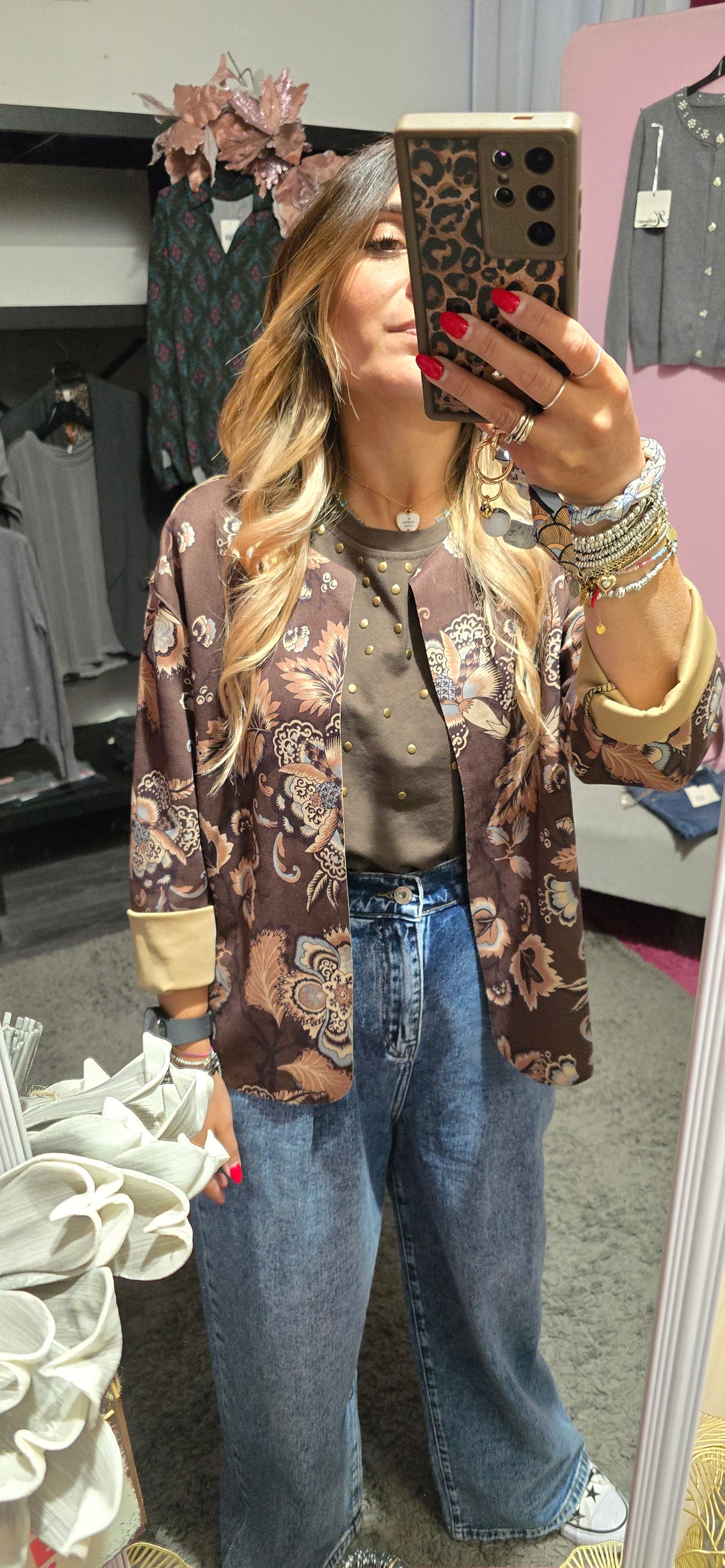 Blazer scamosciato fantasia moro