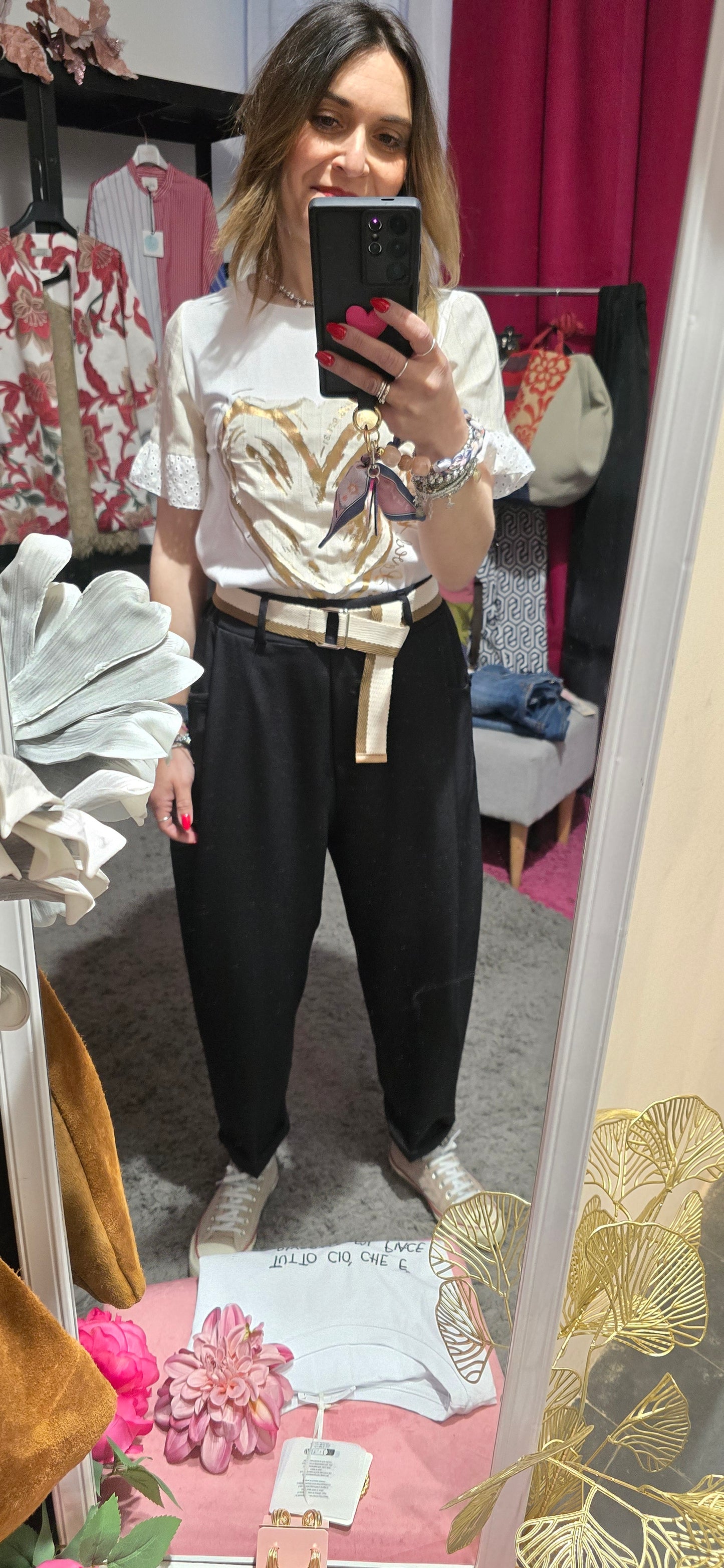 Pantalone nero con cinturino