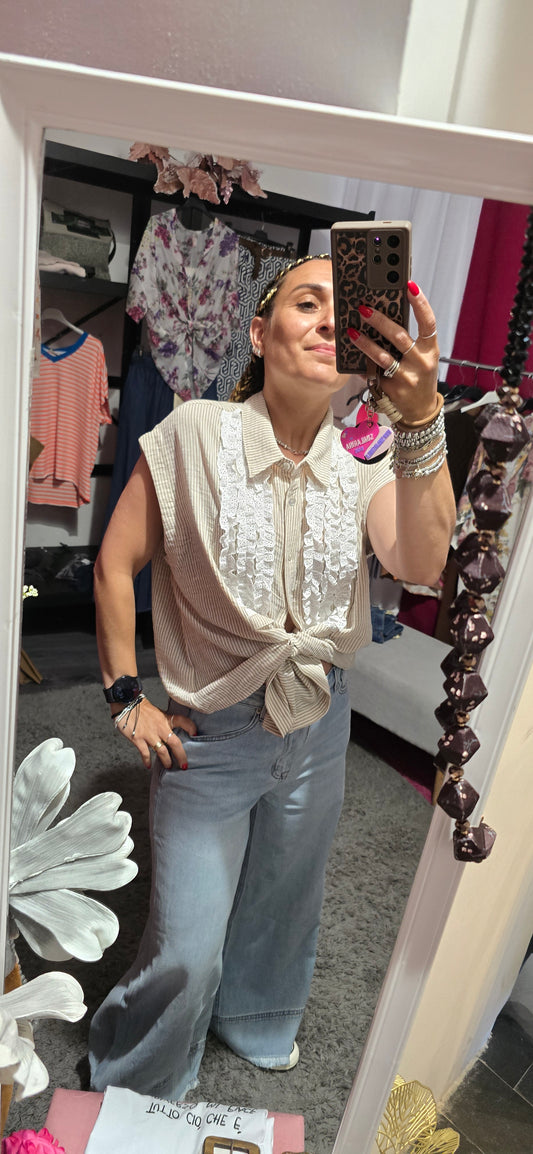 Camicia smanicata righe