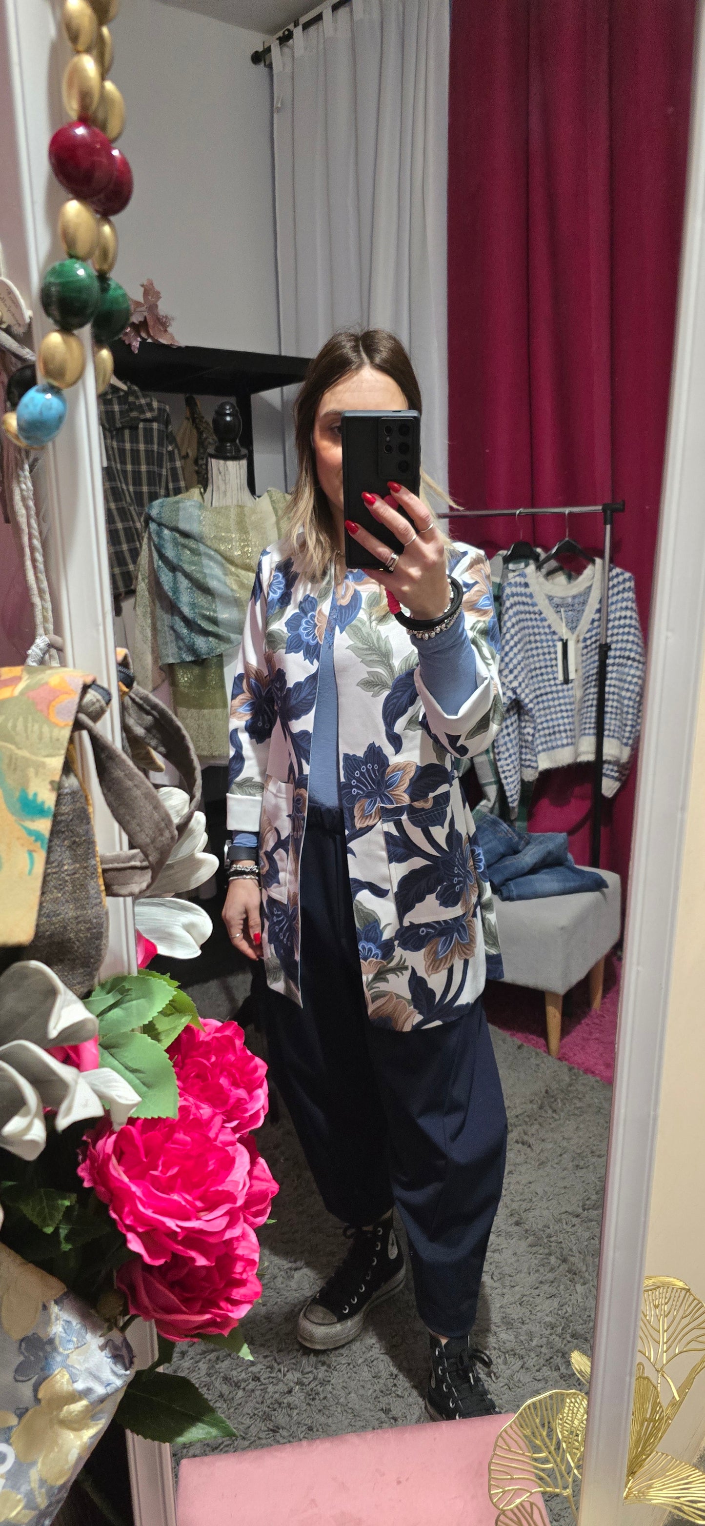 Spolverino suede fiori