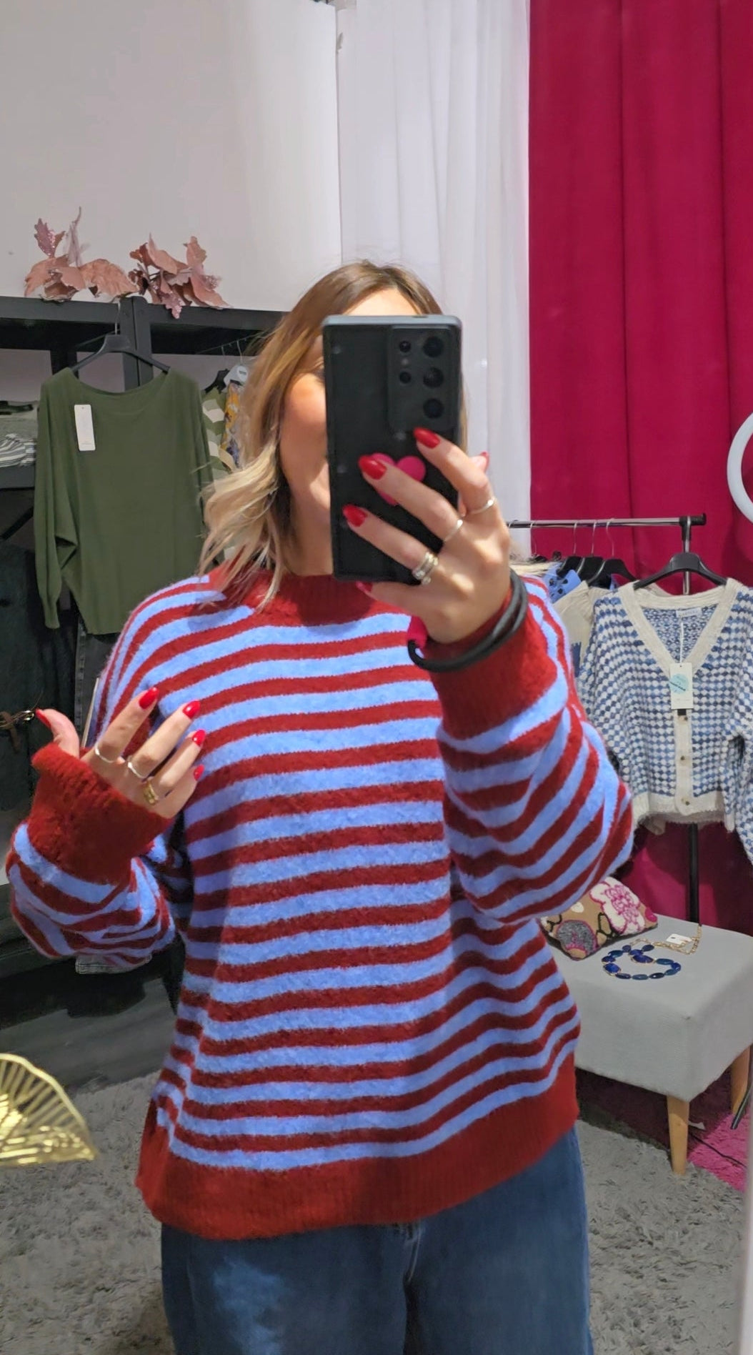 Maglia righe bordeaux/ jeans