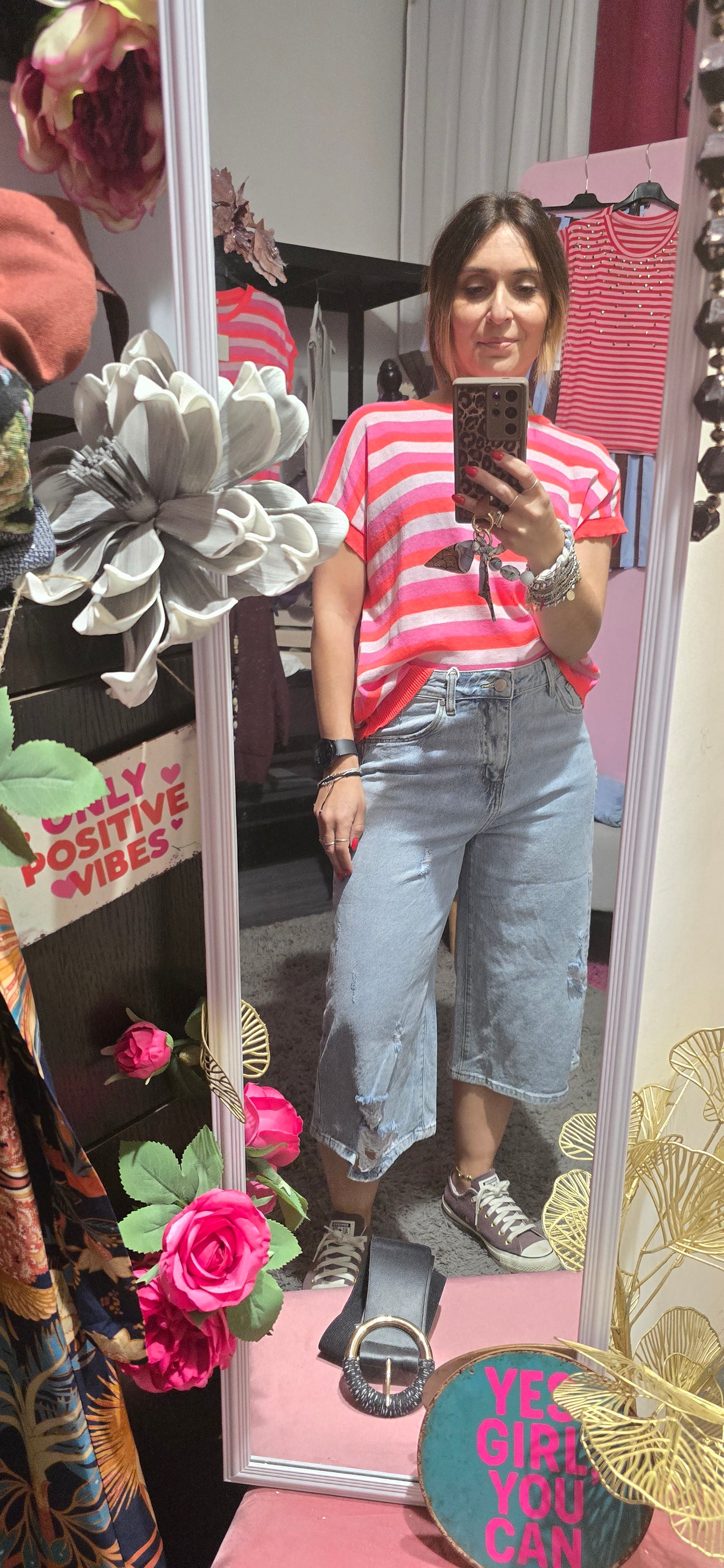 Maglia fucsia righe