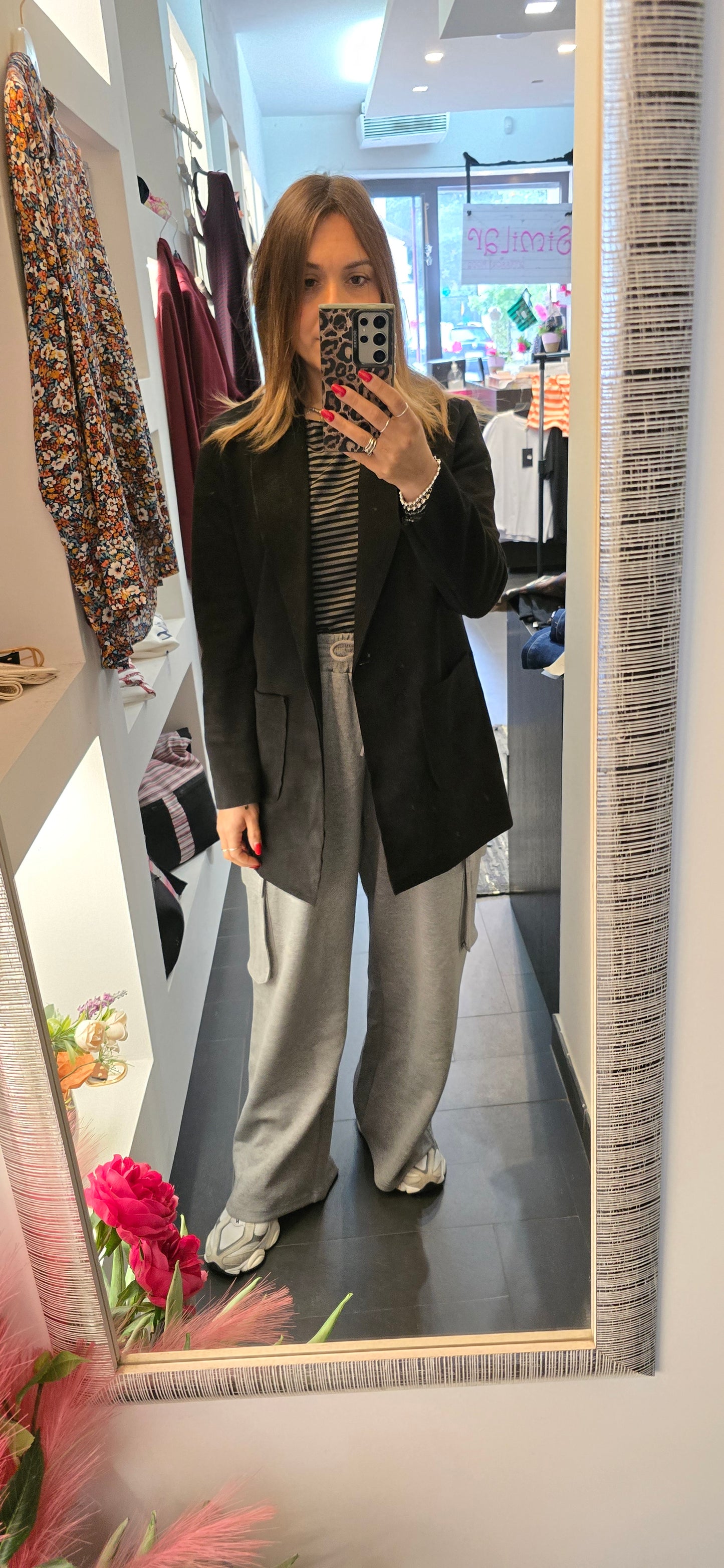 Blazer lungo in suede nero