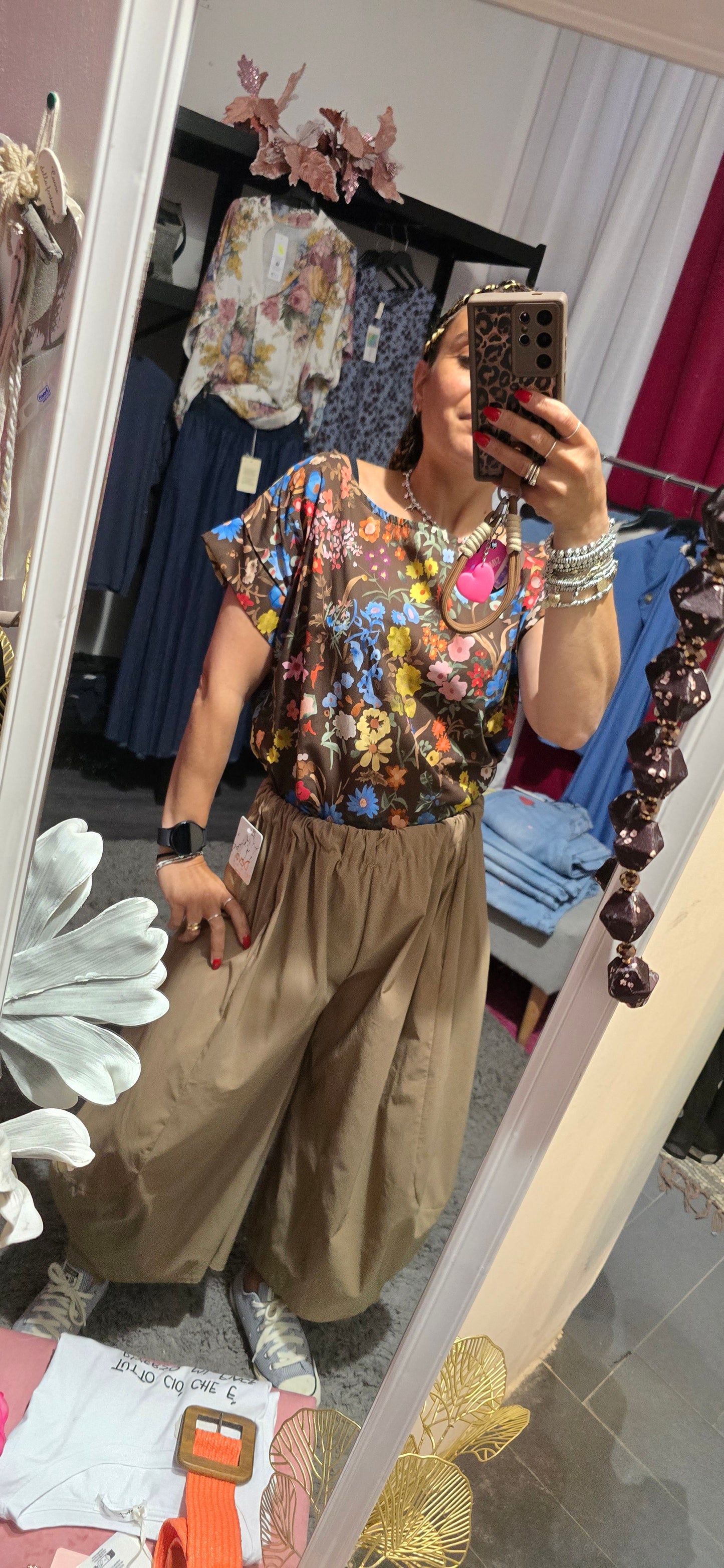 Blusa cotone fiorato moro