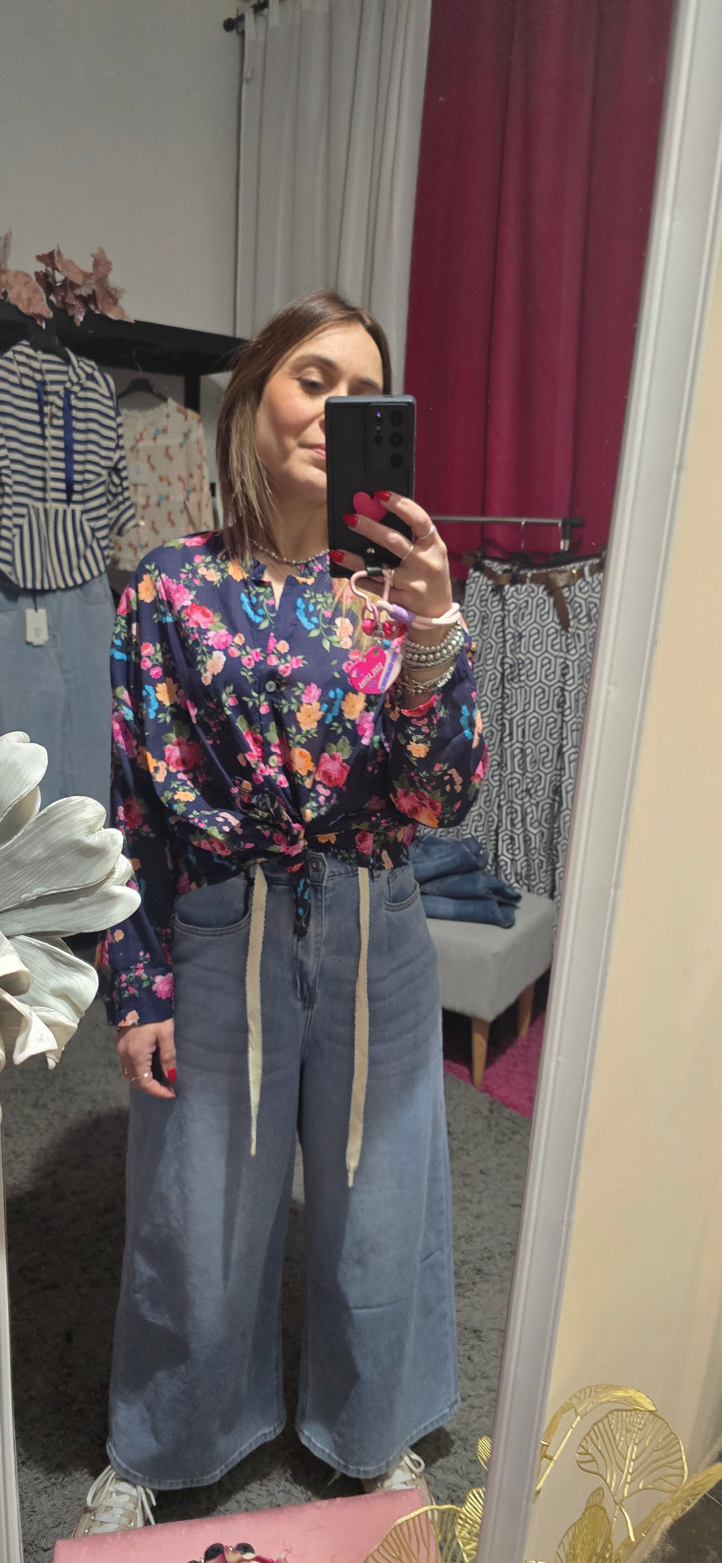 Camicia fiori fucsia