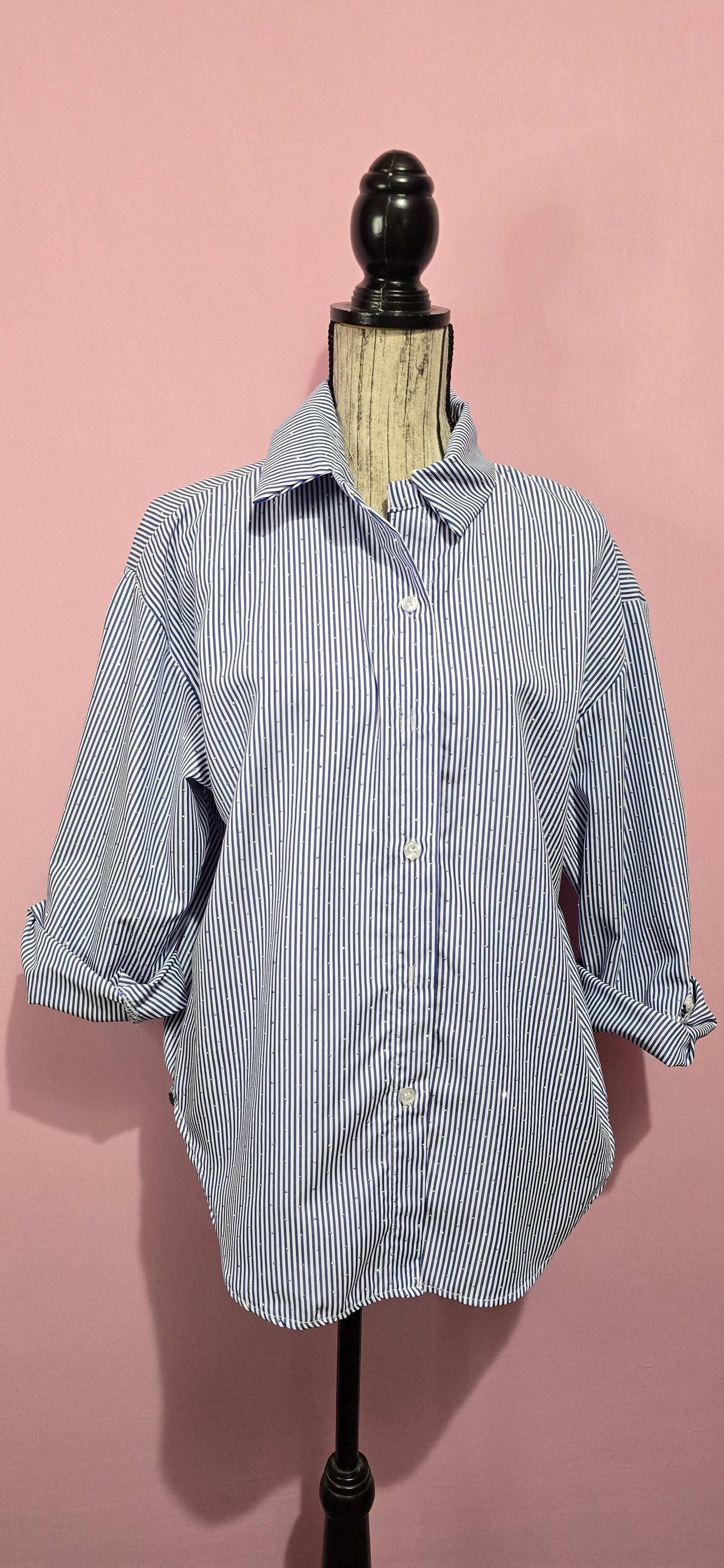 Camicia classica righe con strass