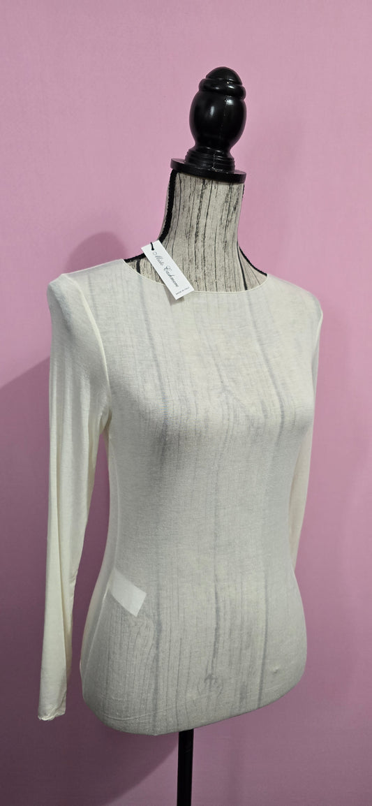 Magliettina misto cashmere panna