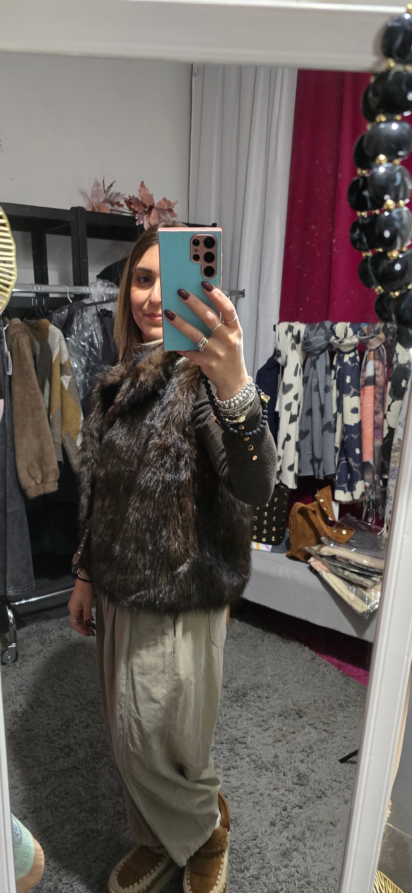 Gilet ecopelliccia moro