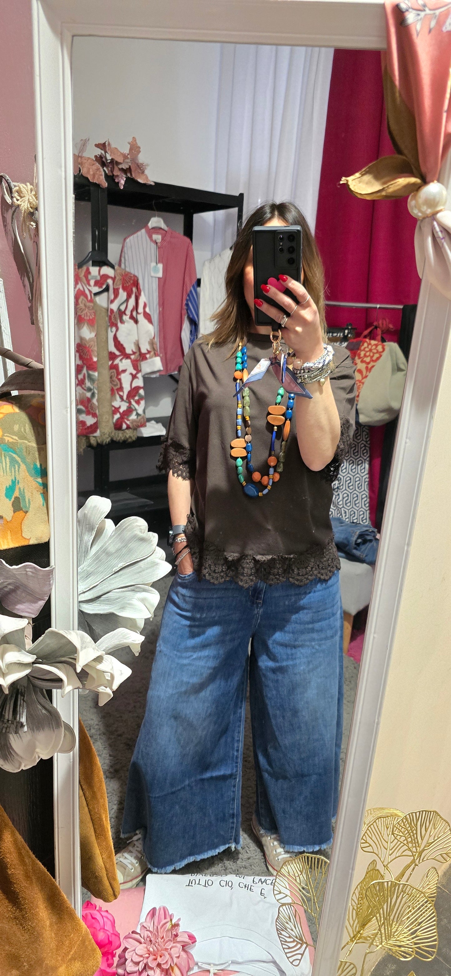 T shirt moro con pizzo