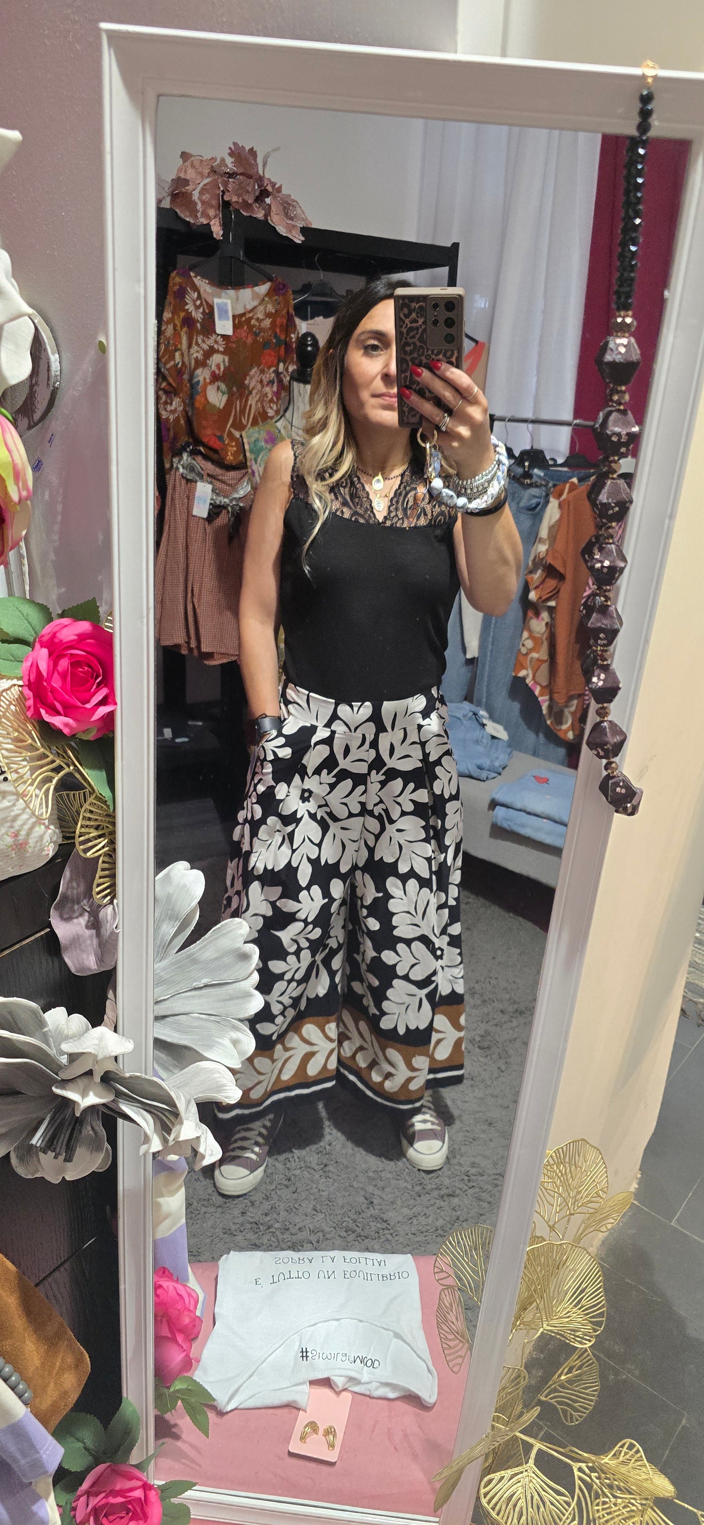 Pantalone calotte fantasia nero