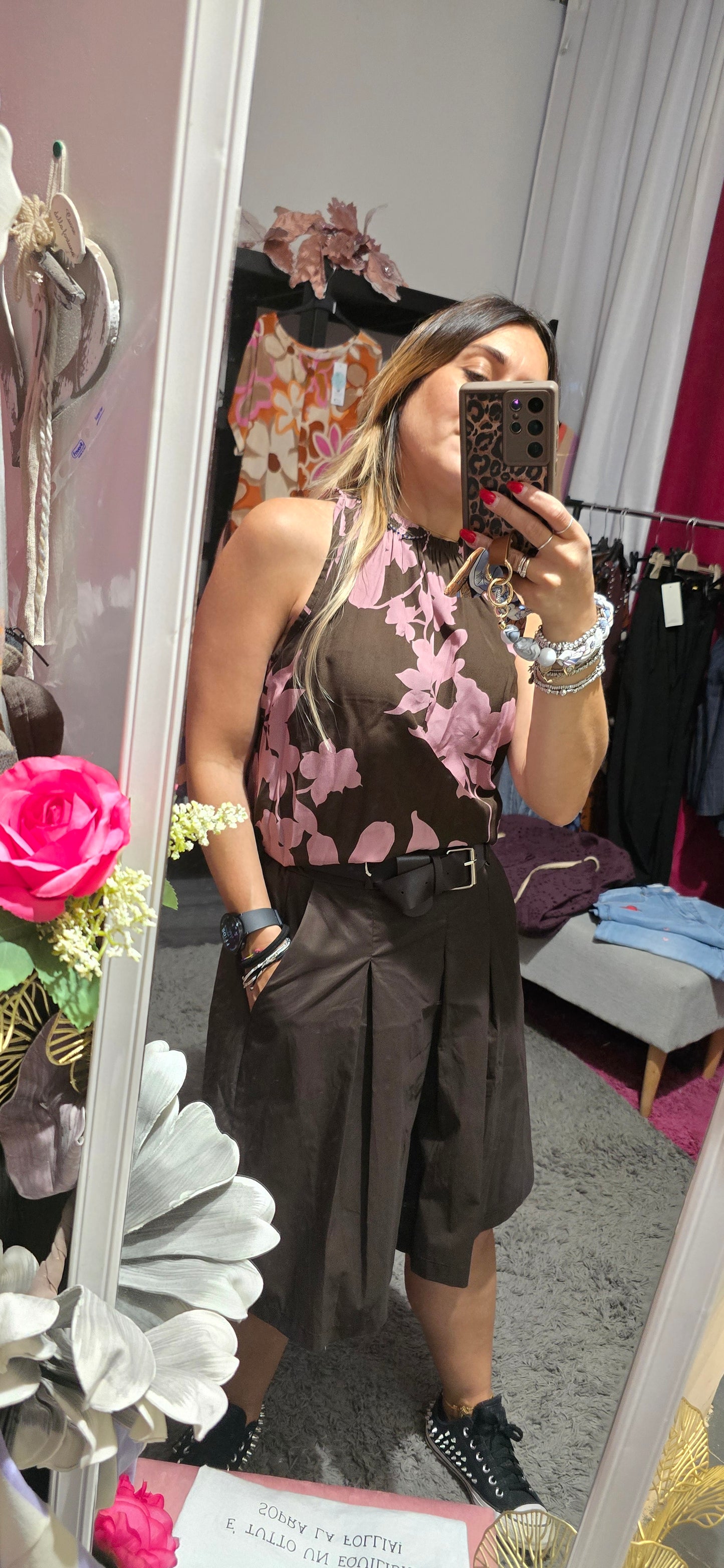 Blusa fiorata moro / rosa