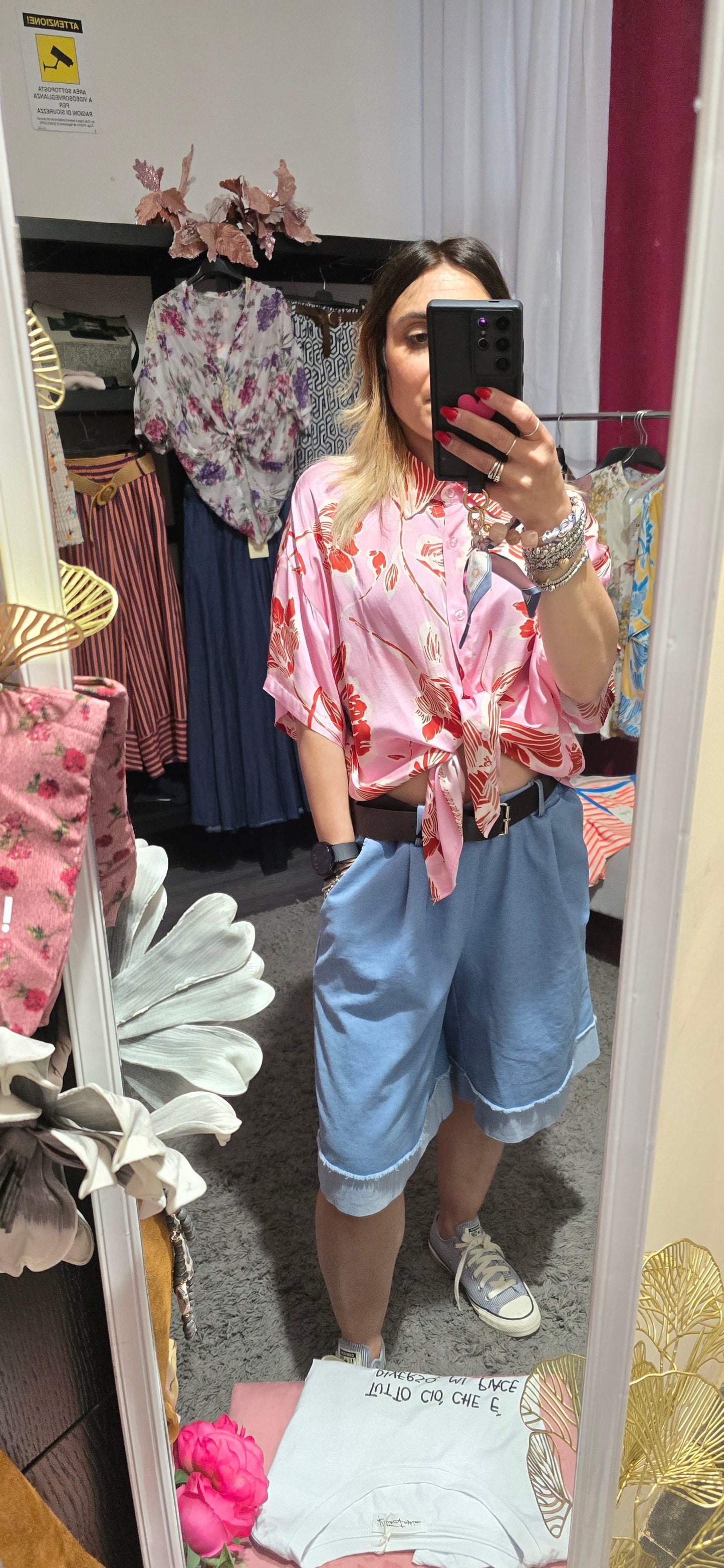 Camicia fiore fucsia