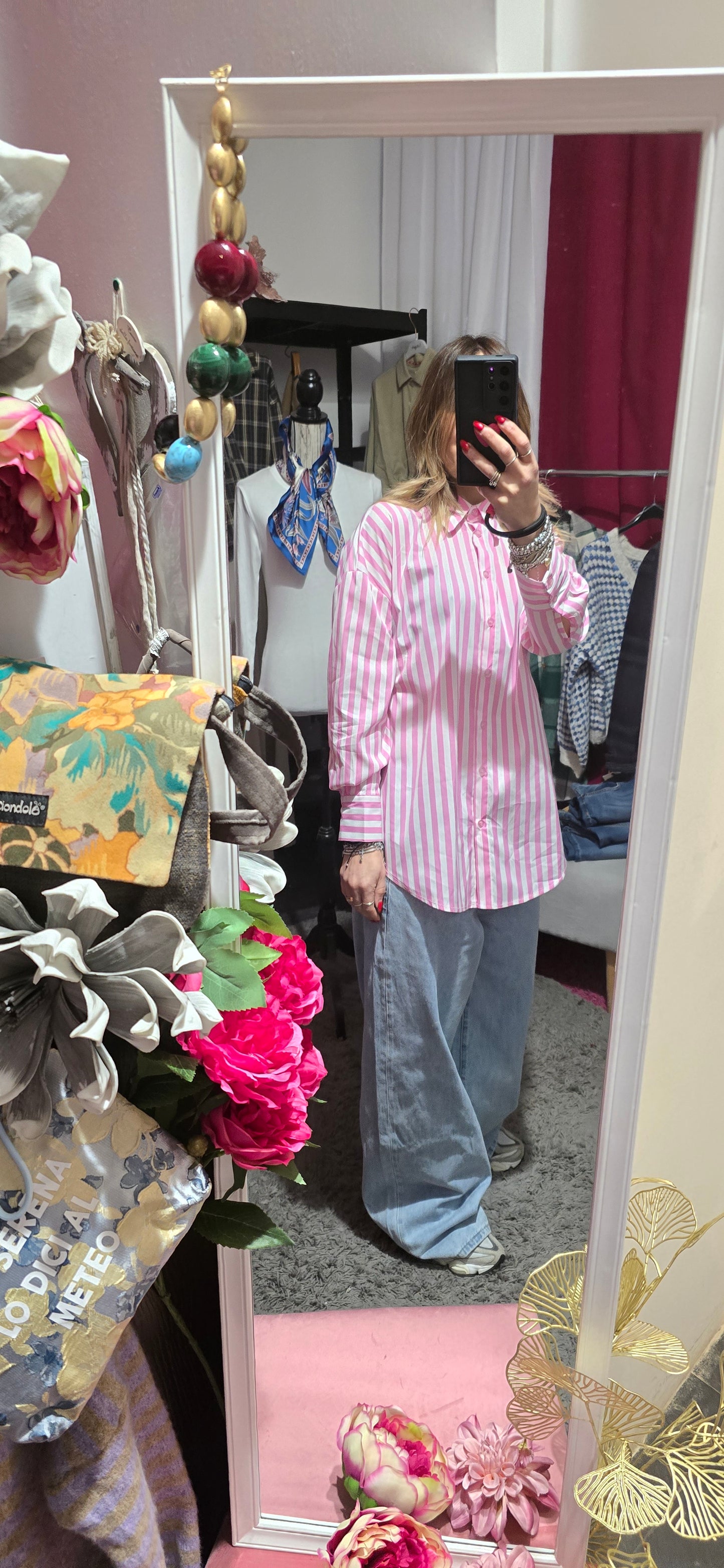 Camicia righe rosa bubble