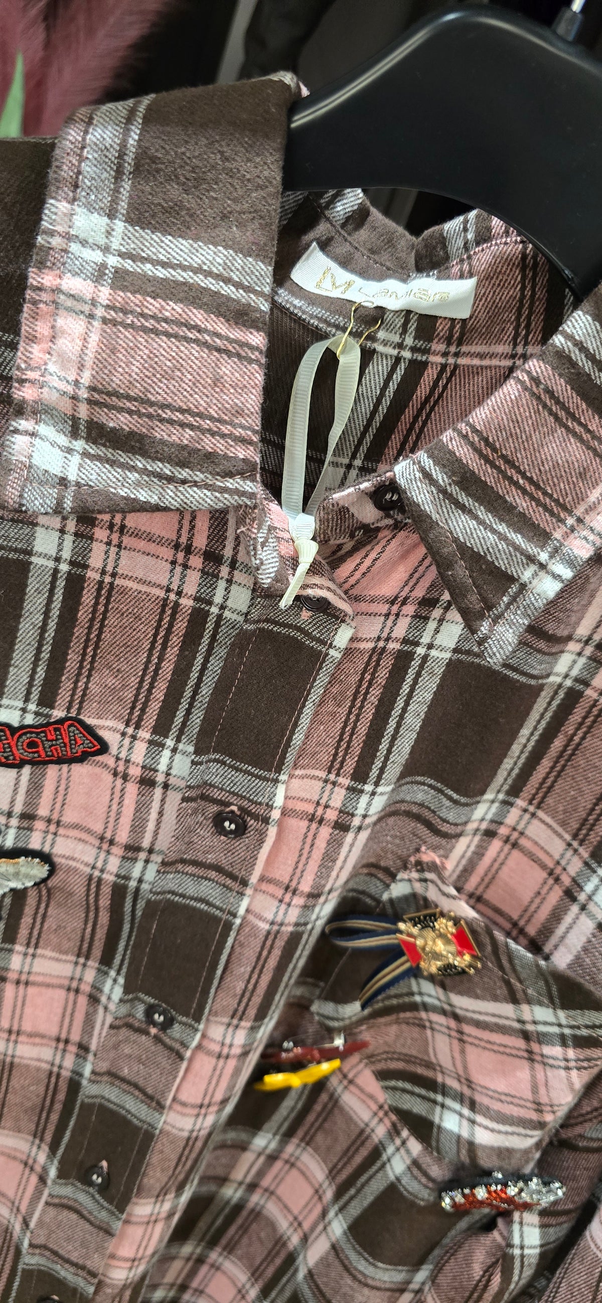 Camicia spillette quadri rosa