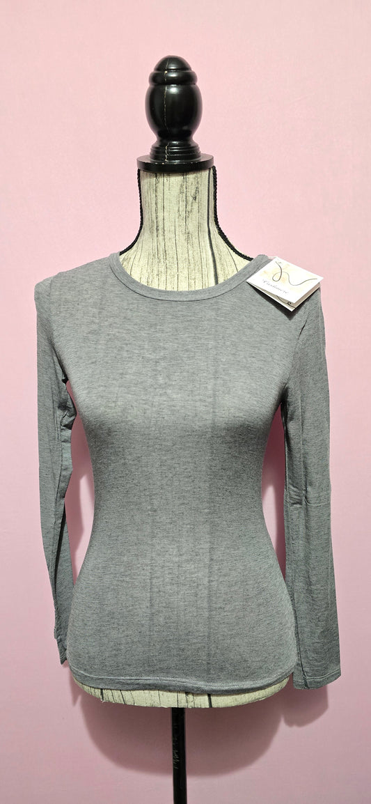 Magliettina misto cashmere grigia