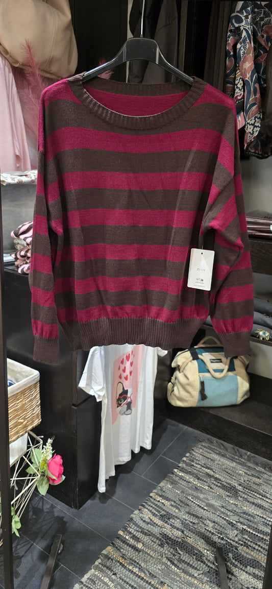 Maglioncino righe bordeaux moro