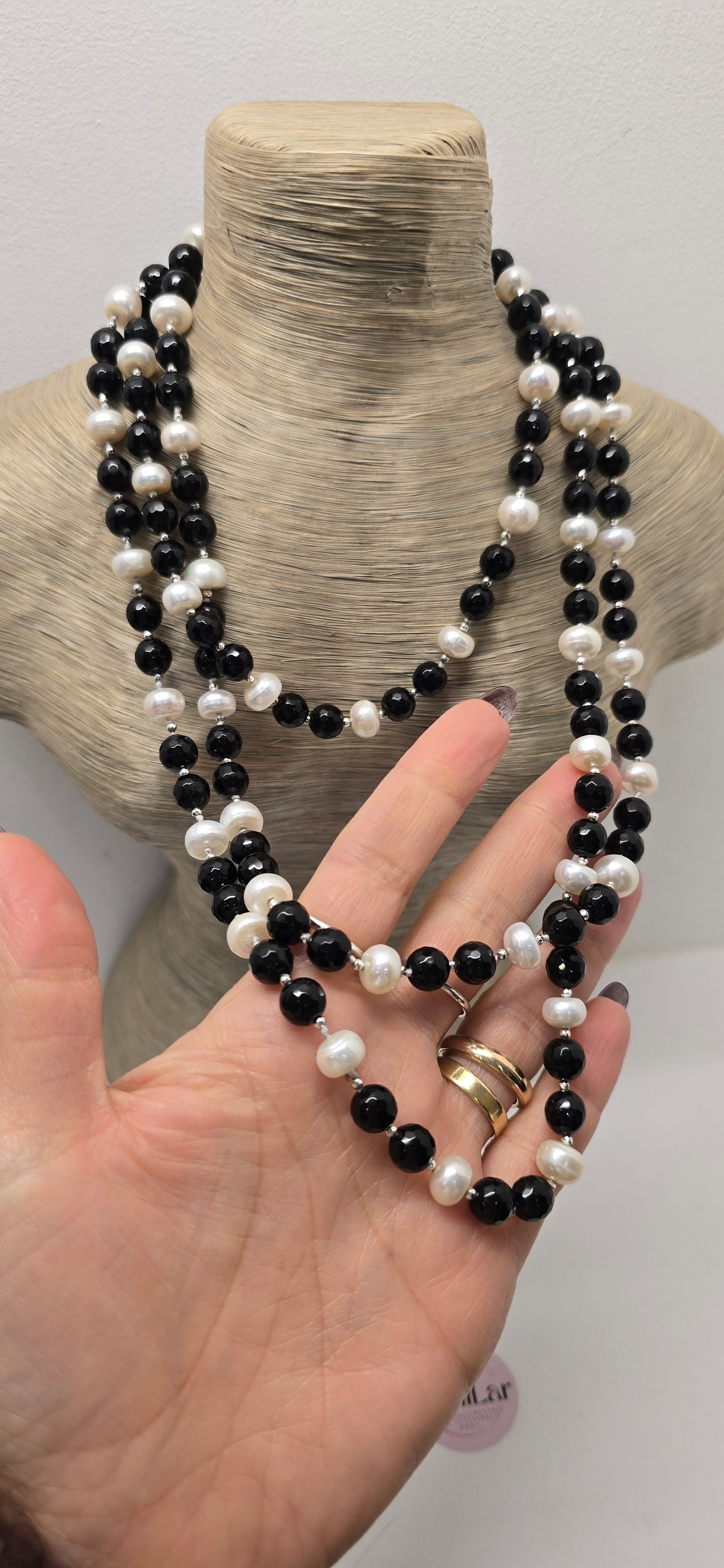 Collana onice e perle